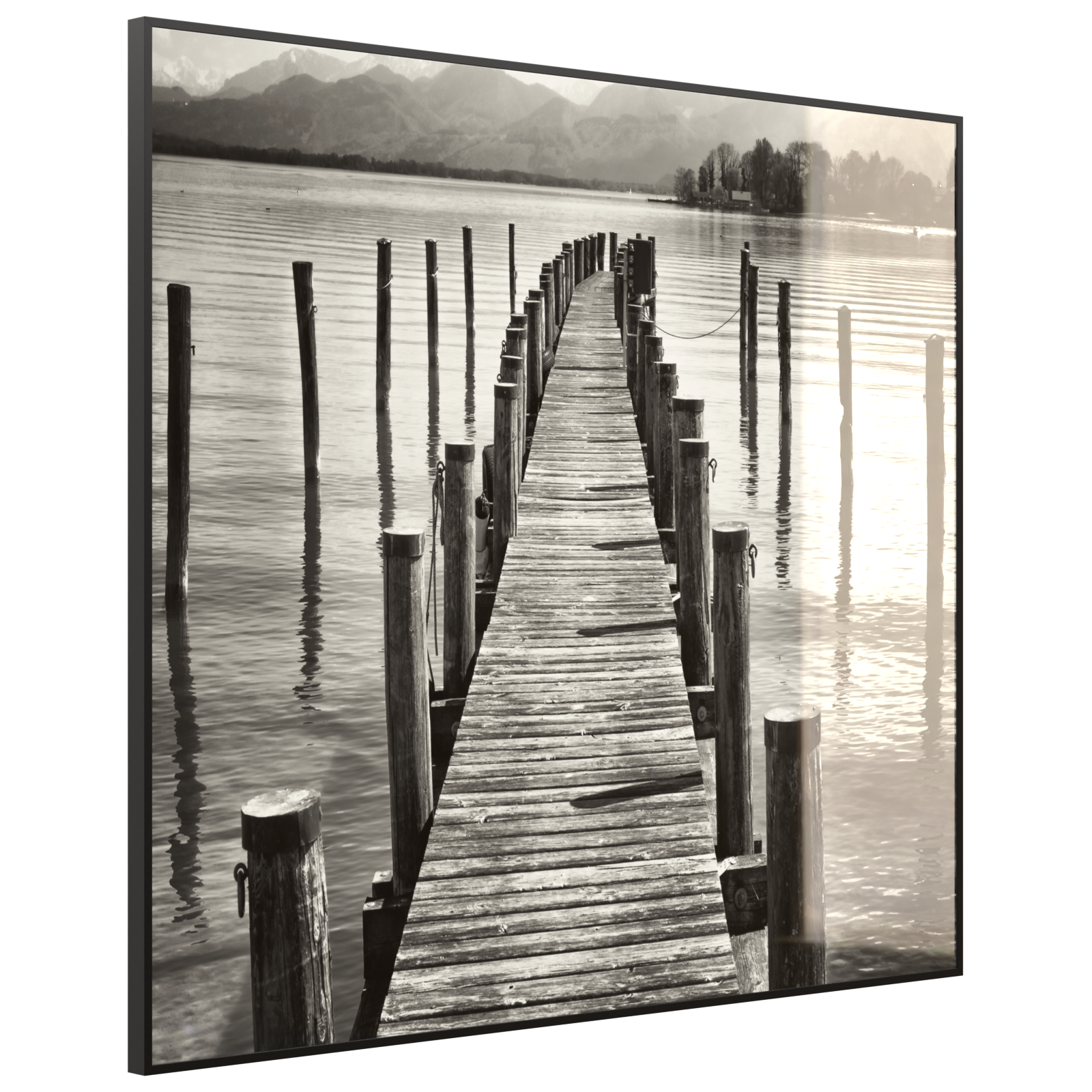 Deko Glas Wandbild Motiv 017 Steg Schwarz Weiß