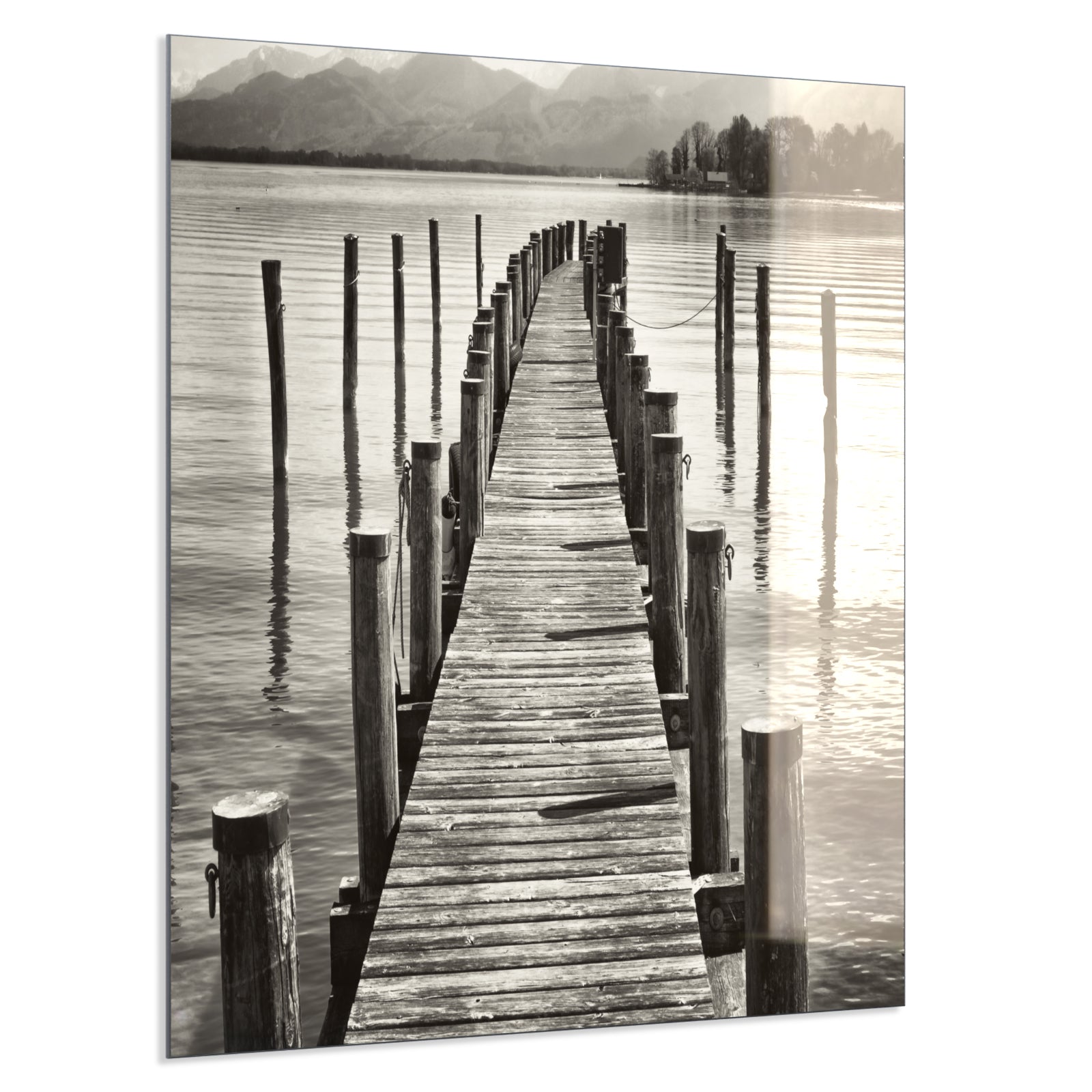 Deko Glas Wandbild Motiv 017 Steg Schwarz Weiß