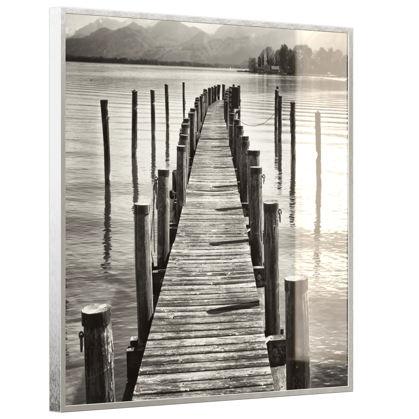 Deko Glas Wandbild Motiv 017 Steg Schwarz Weiß
