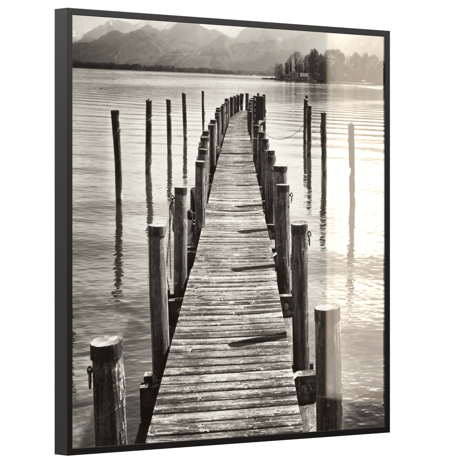 Deko Glas Wandbild Motiv 017 Steg Schwarz Weiß