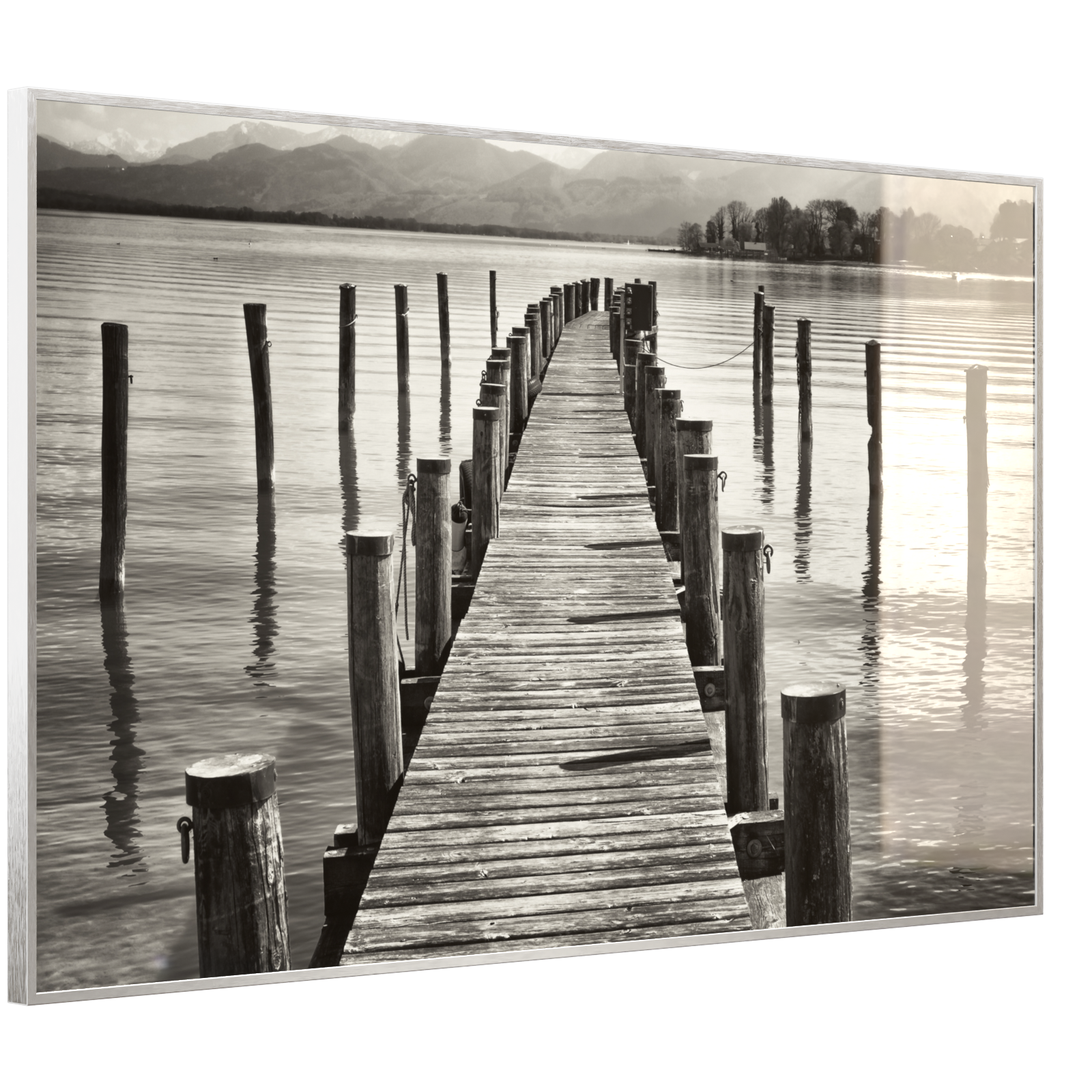 Deko Glas Wandbild Motiv 017 Steg Schwarz Weiß