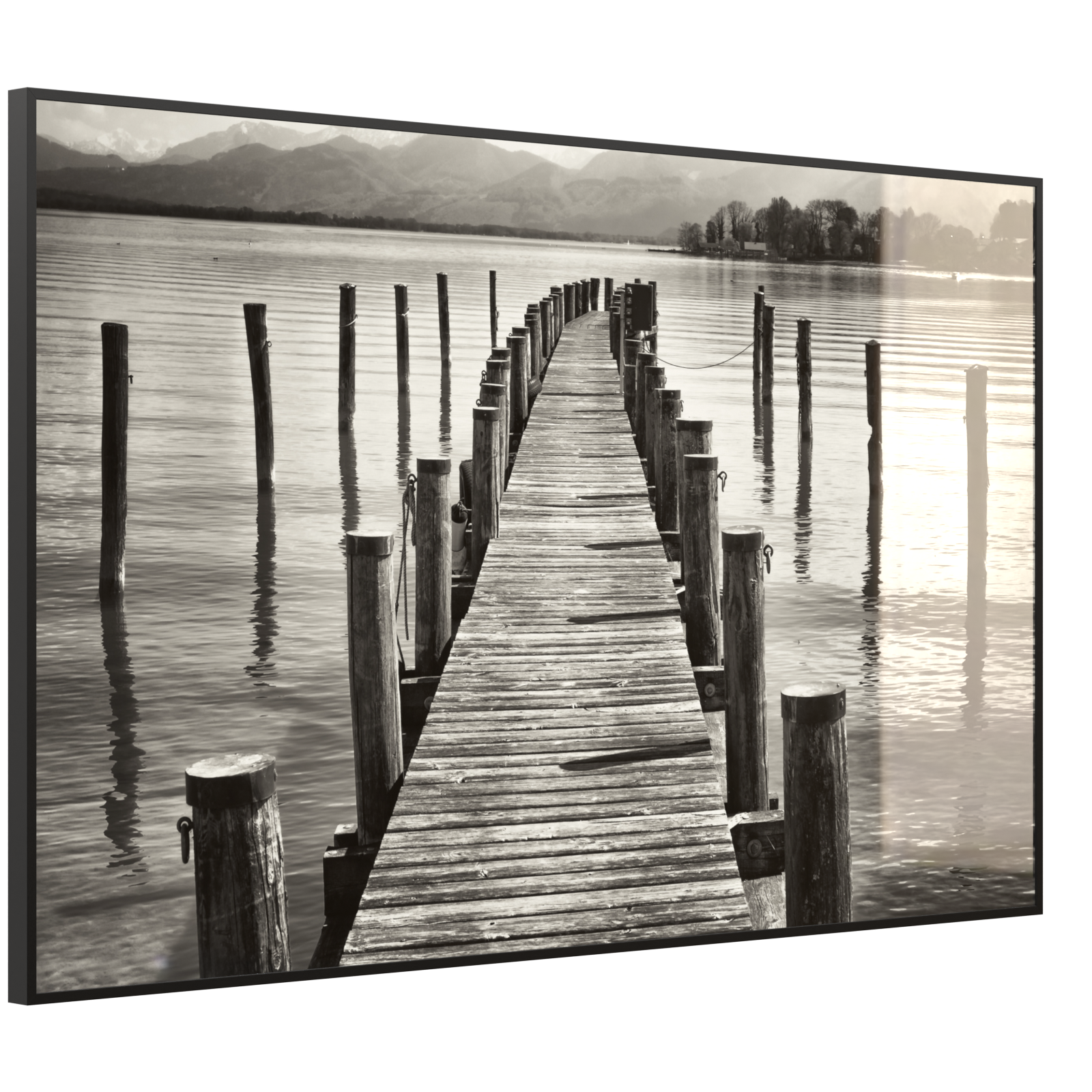 Deko Glas Wandbild Motiv 017 Steg Schwarz Weiß