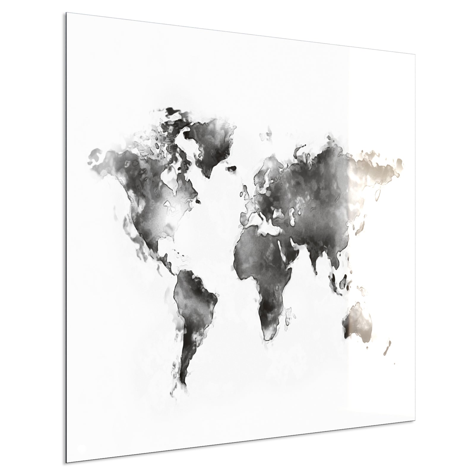 Deko Glas Wandbild Motiv 026 Weltkarte Weiß