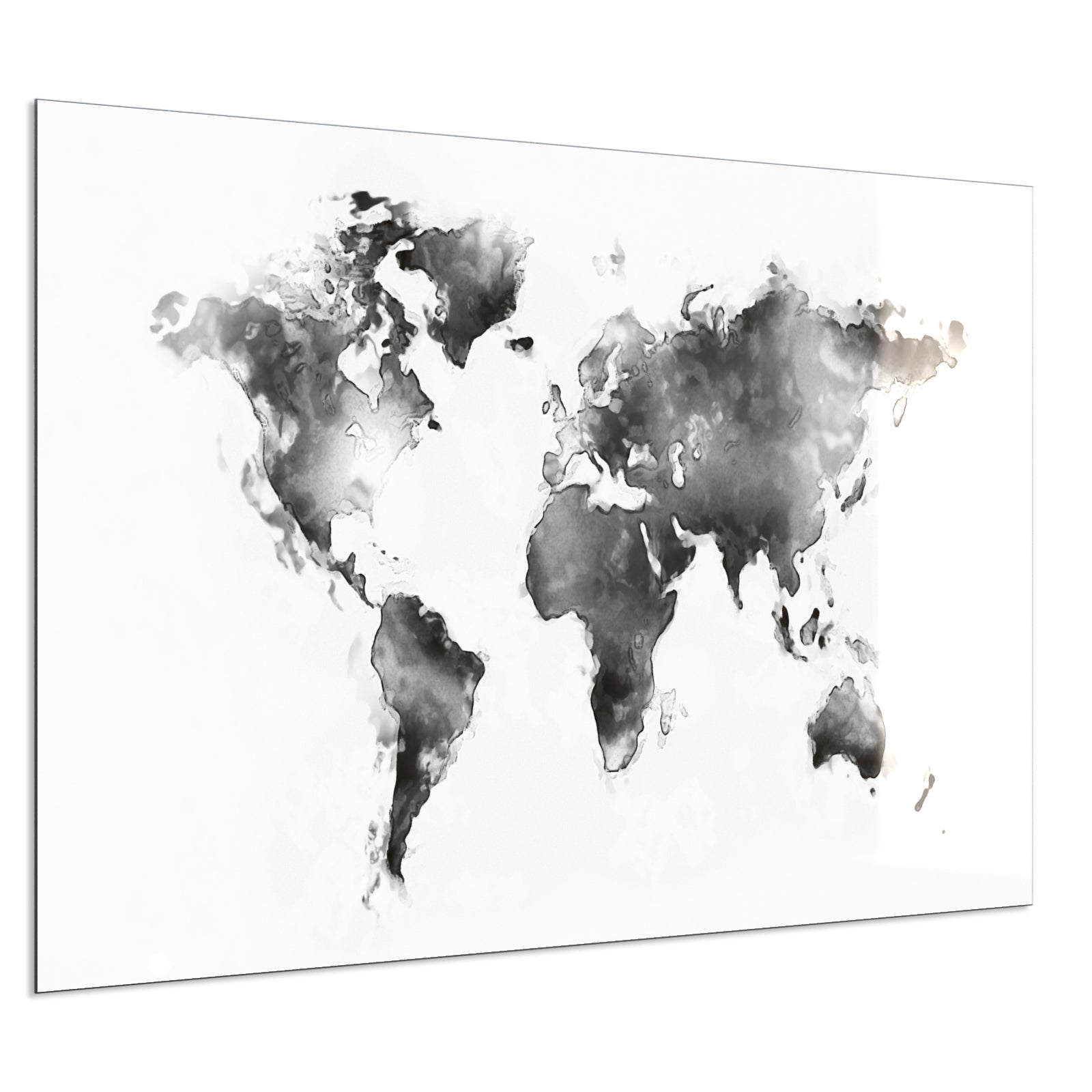 Deko Glas Wandbild Motiv 026 Weltkarte Weiß