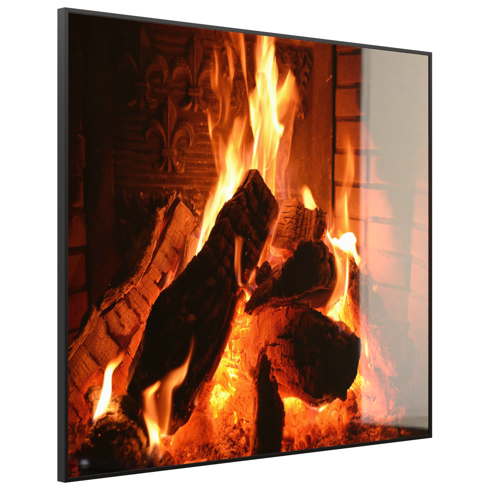 Deko Glas Wandbild Motiv 032 Kaminfeuer
