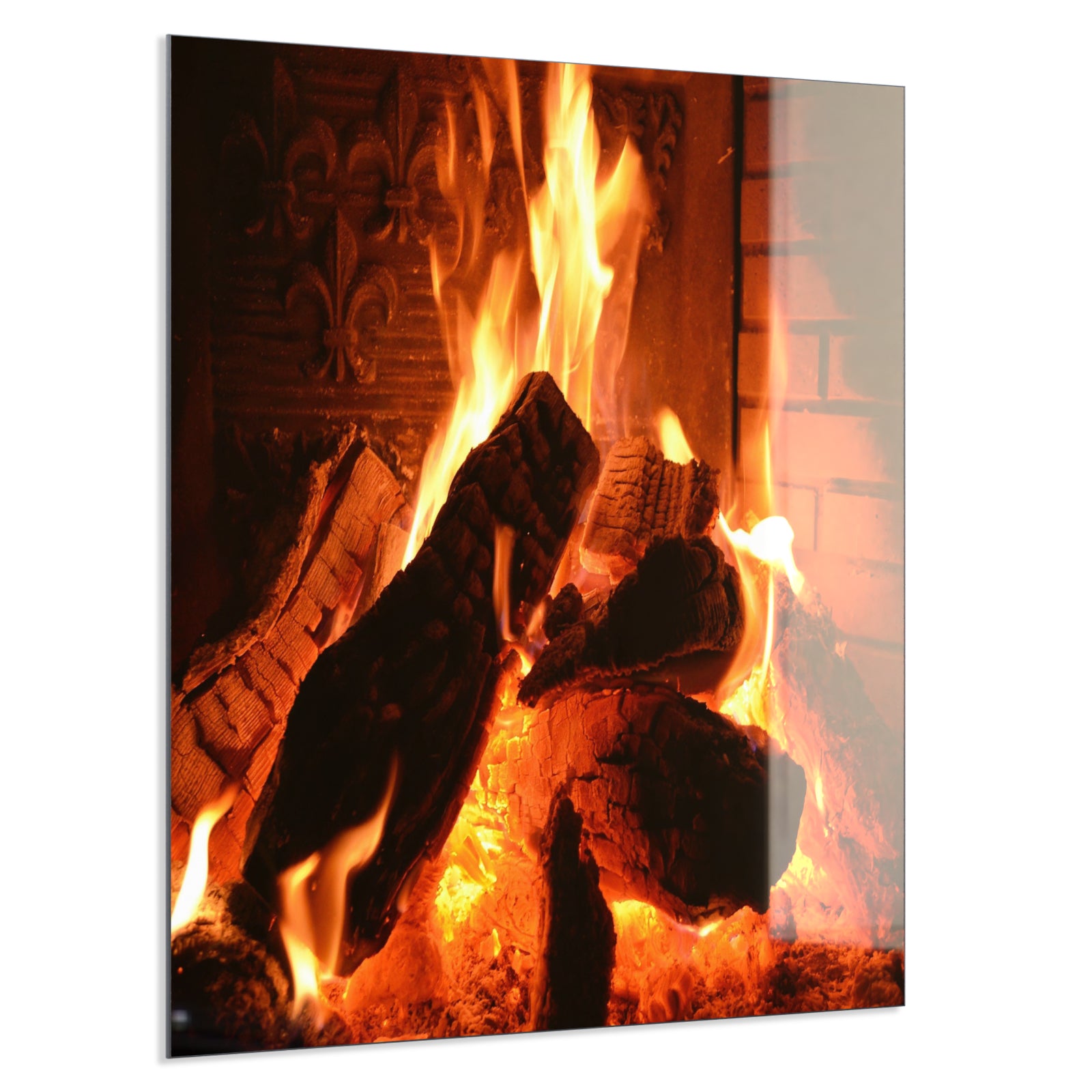 Deko Glas Wandbild Motiv 032 Kaminfeuer