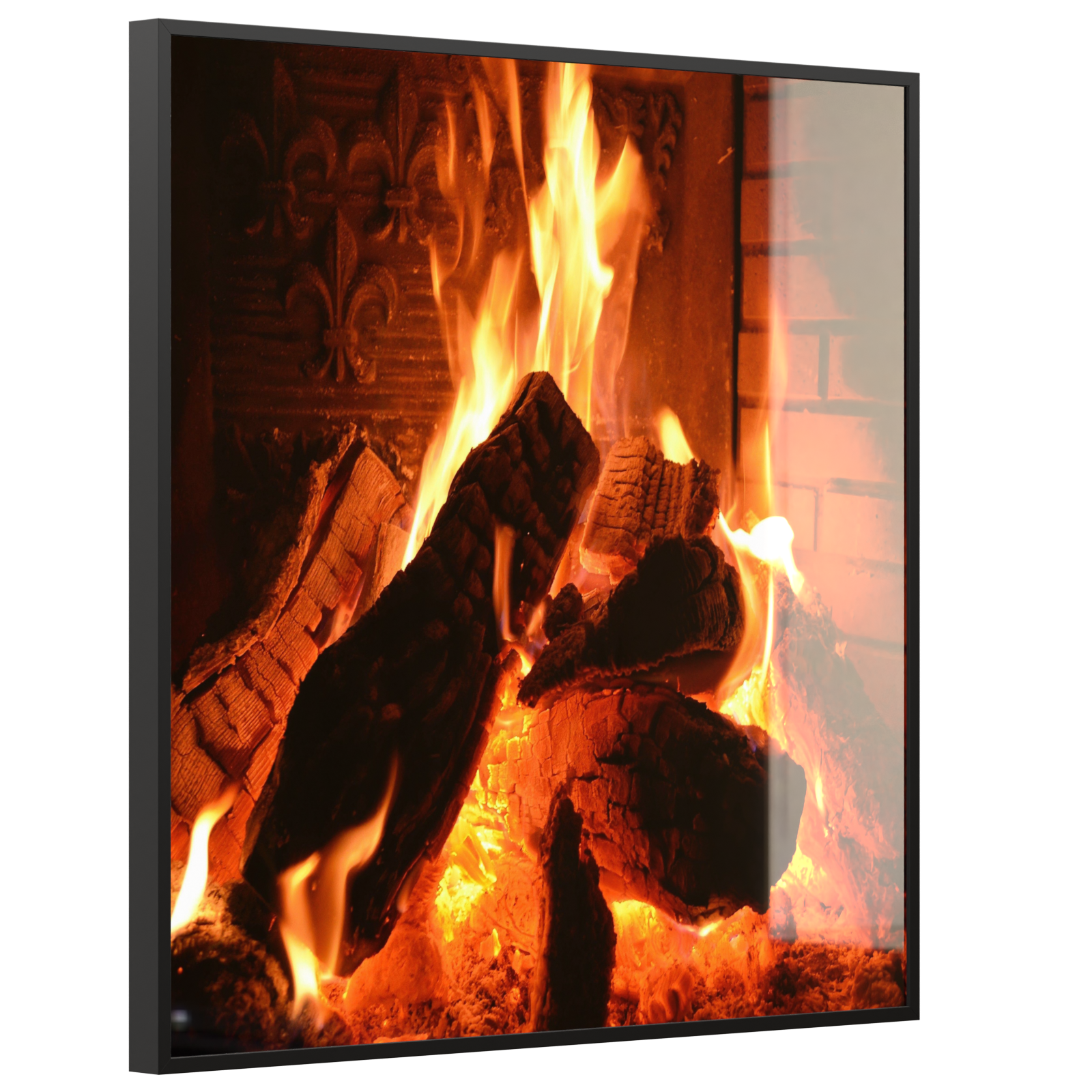 Deko Glas Wandbild Motiv 032 Kaminfeuer