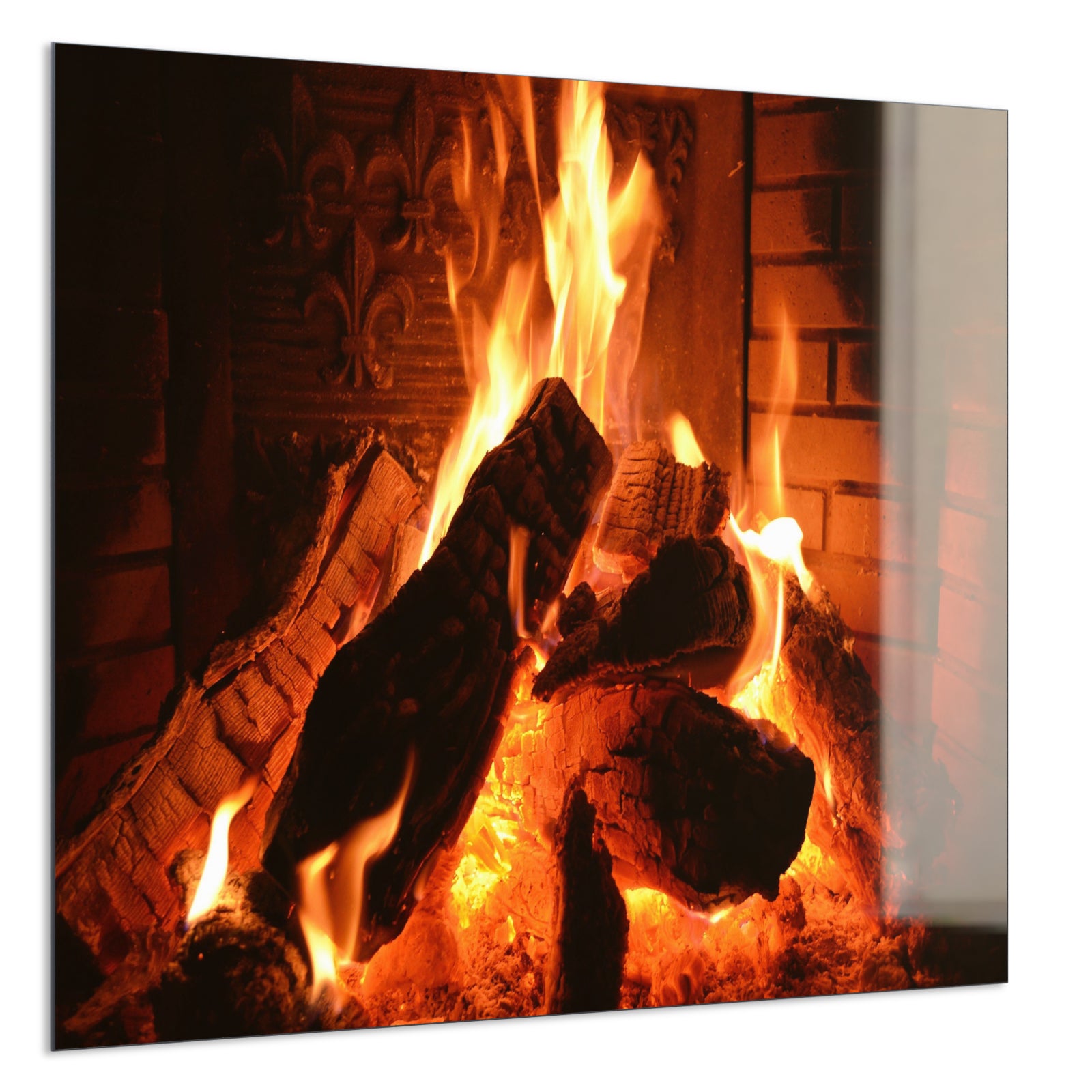 Deko Glas Wandbild Motiv 032 Kaminfeuer