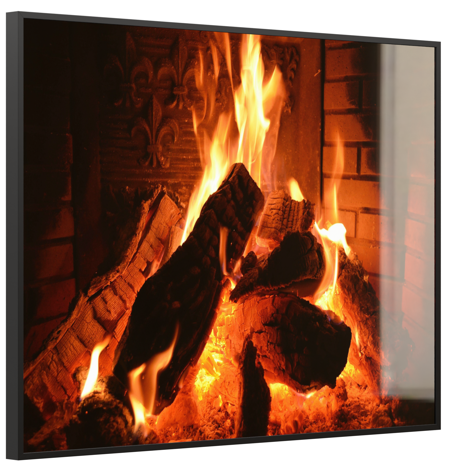 Deko Glas Wandbild Motiv 032 Kaminfeuer