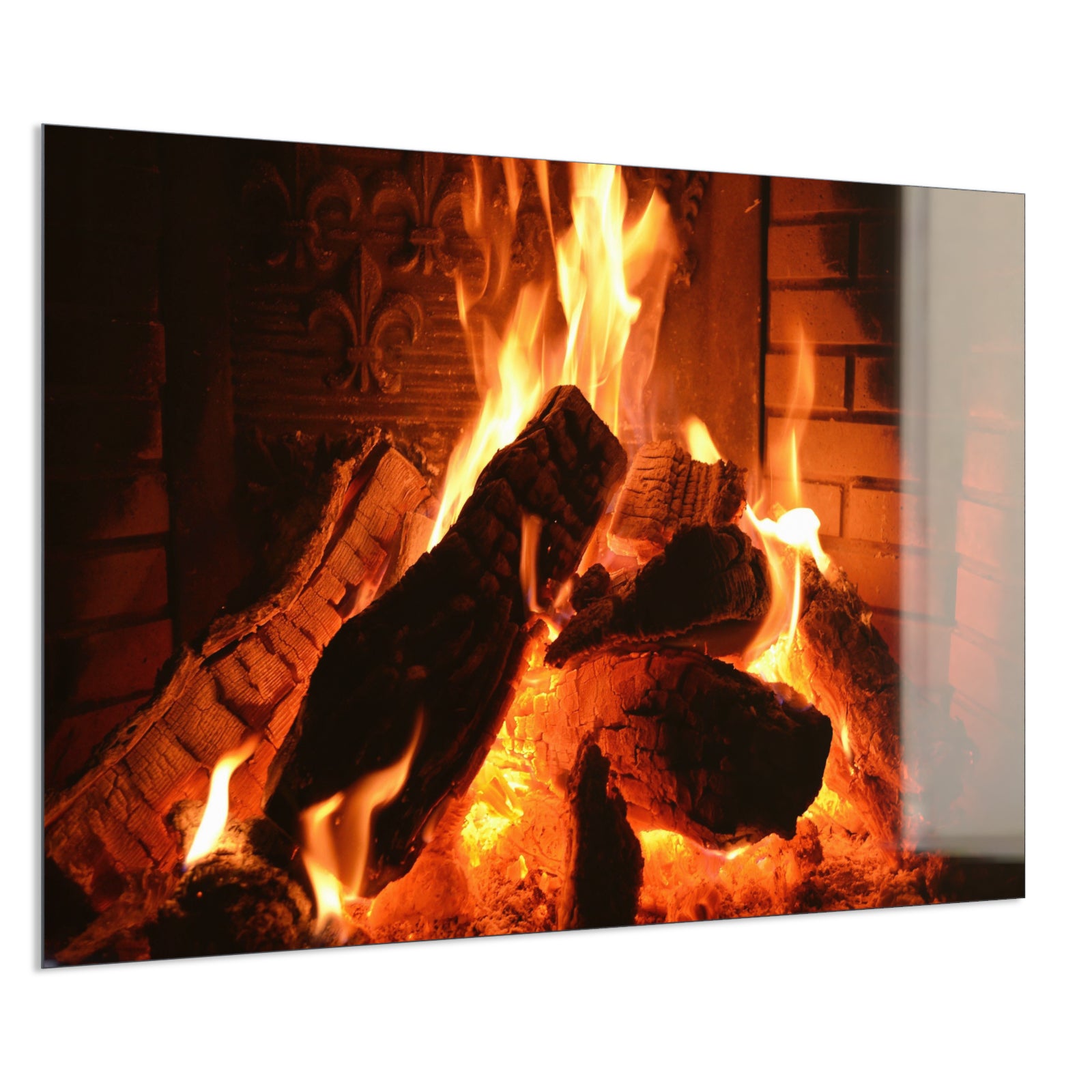 Deko Glas Wandbild Motiv 032 Kaminfeuer