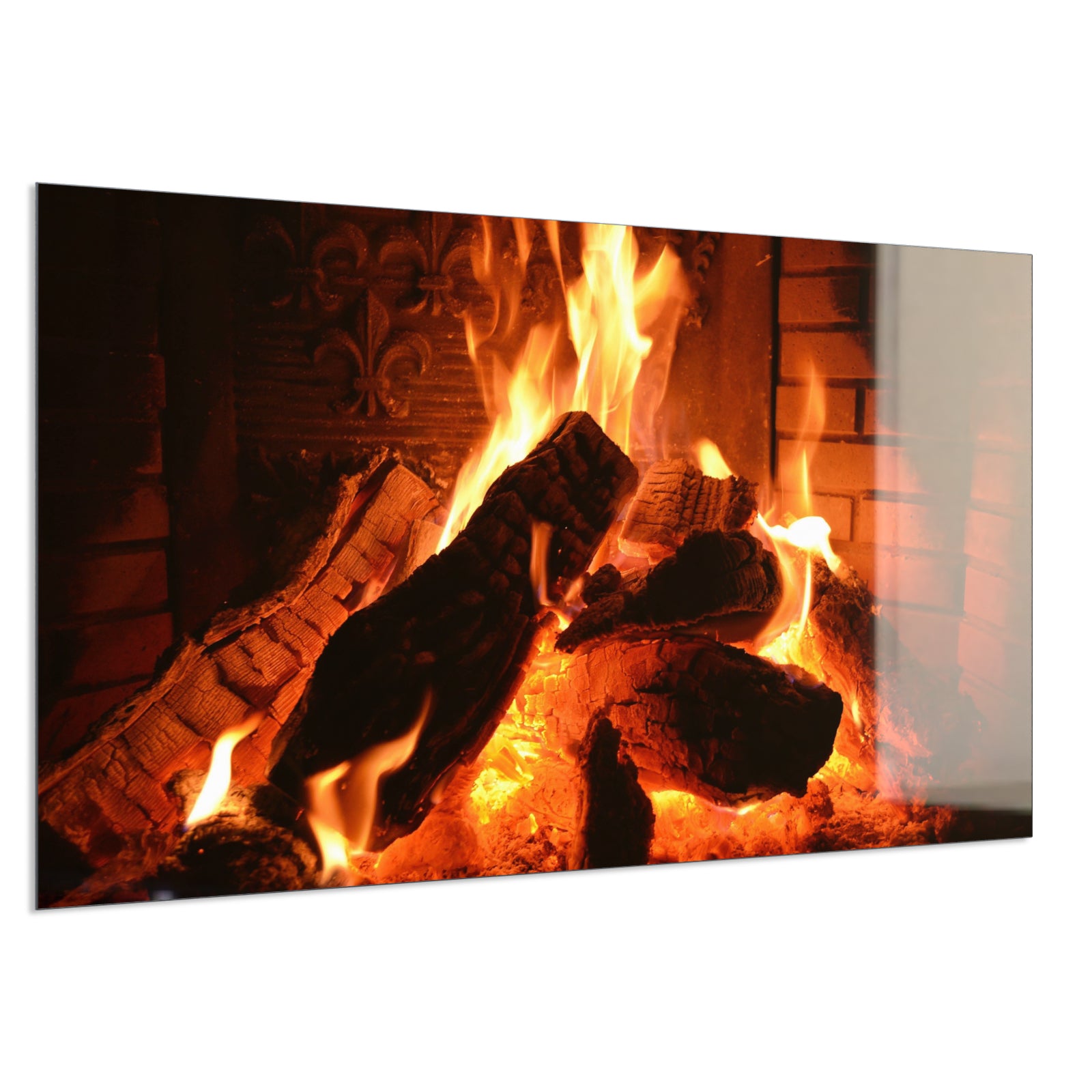 Deko Glas Wandbild Motiv 032 Kaminfeuer