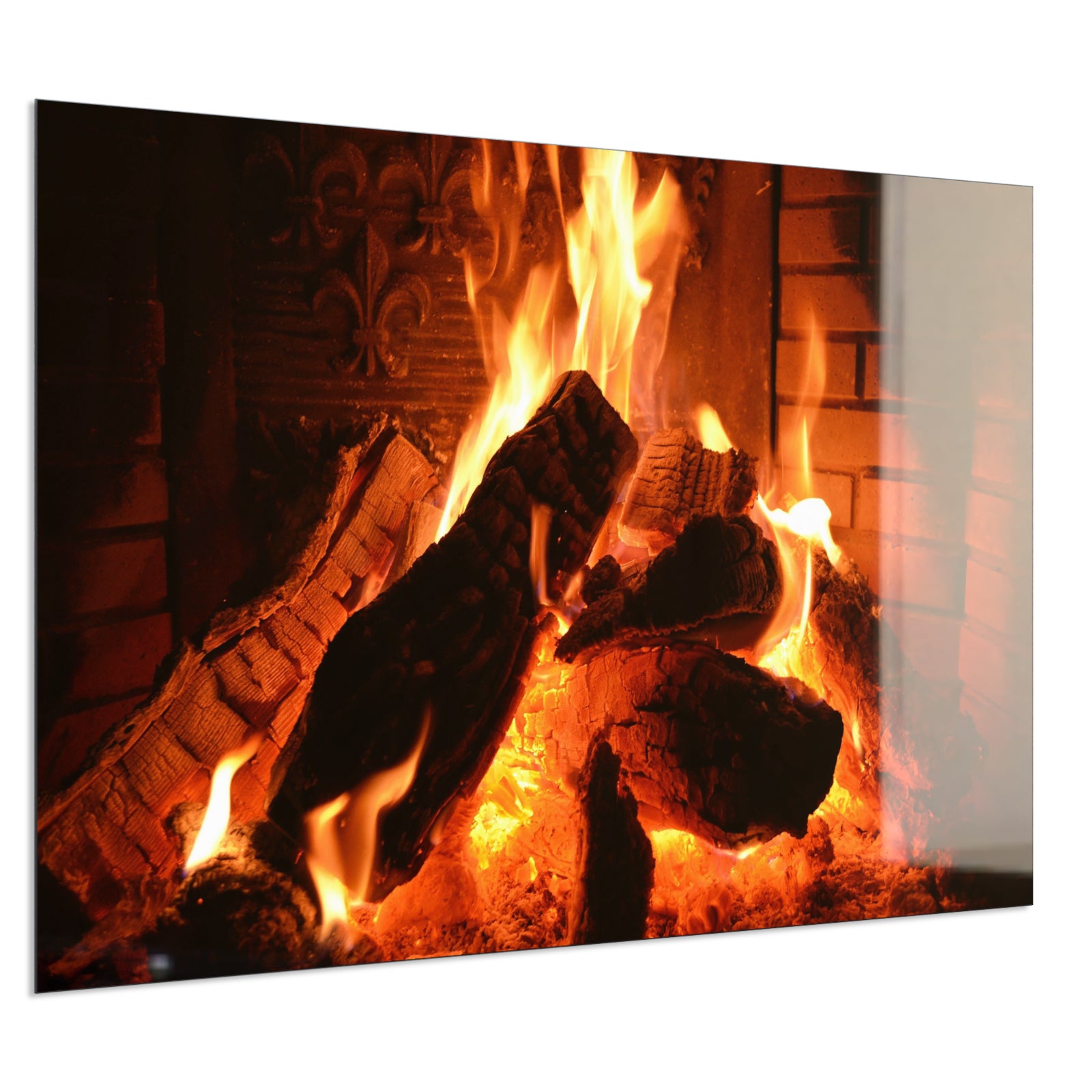 Deko Glas Wandbild Motiv 032 Kaminfeuer