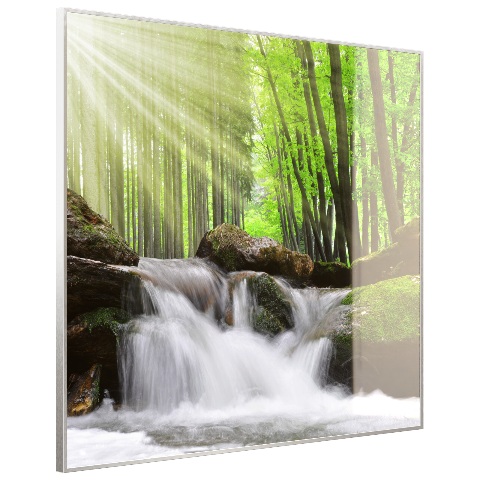 Deko Glas Wandbild Motiv 065 Wasserfall Wald