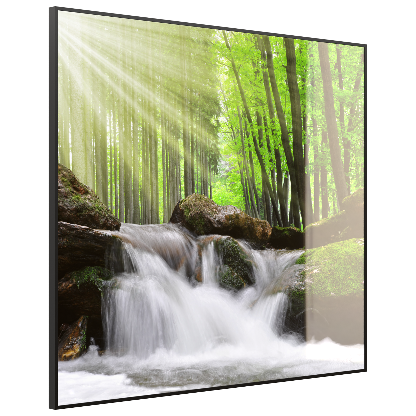 Deko Glas Wandbild Motiv 065 Wasserfall Wald