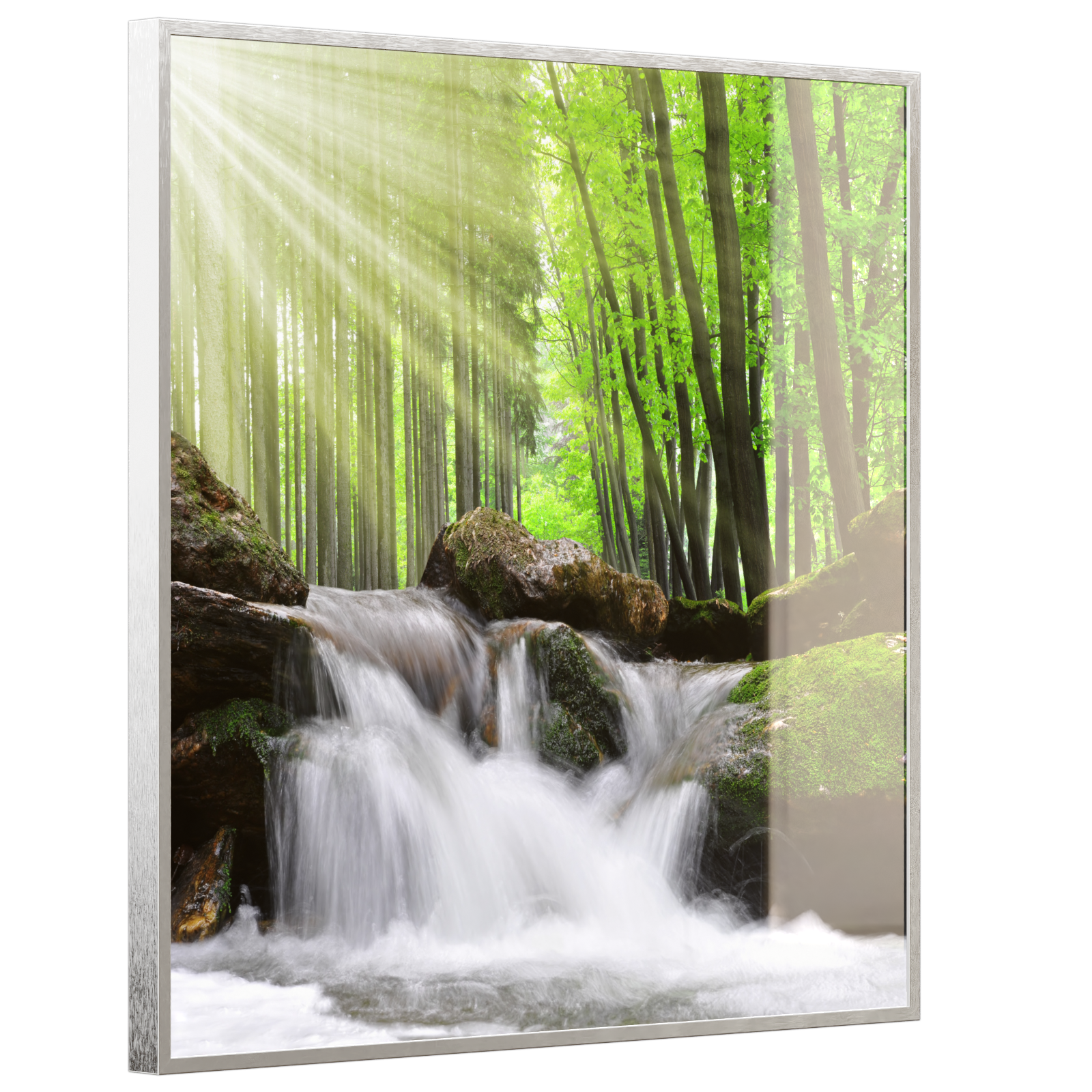 Deko Glas Wandbild Motiv 065 Wasserfall Wald