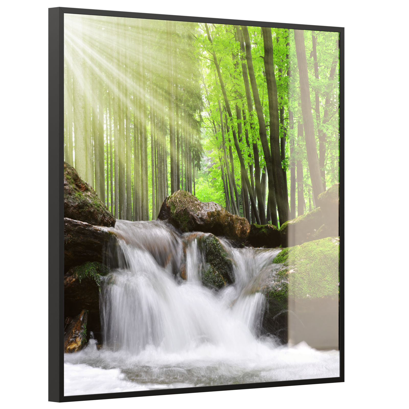 Deko Glas Wandbild Motiv 065 Wasserfall Wald