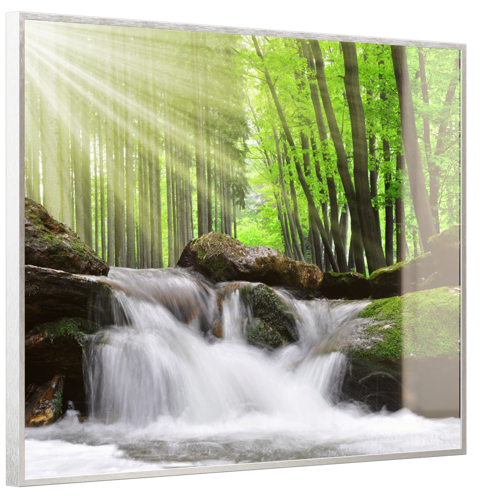 Deko Glas Wandbild Motiv 065 Wasserfall Wald