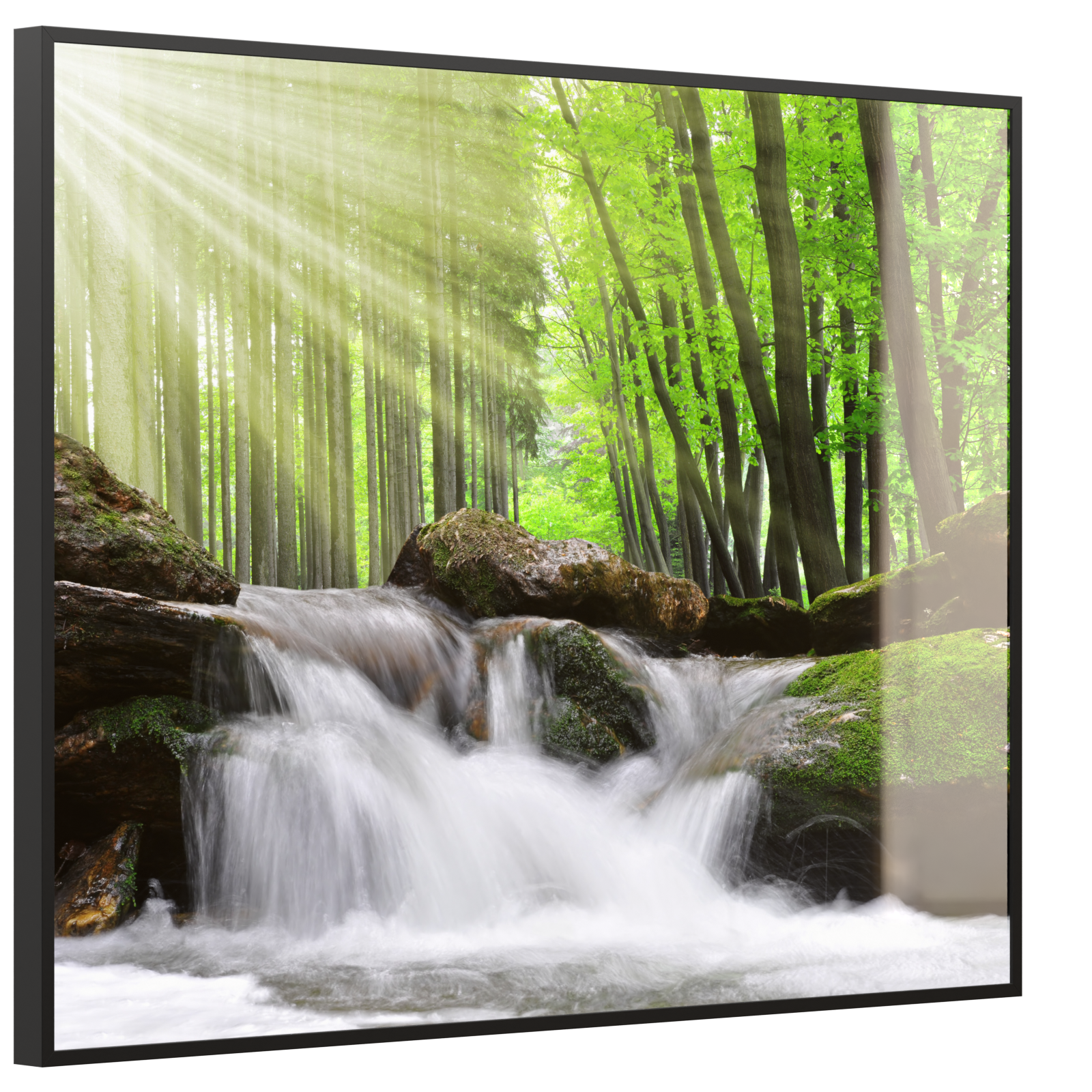 Deko Glas Wandbild Motiv 065 Wasserfall Wald