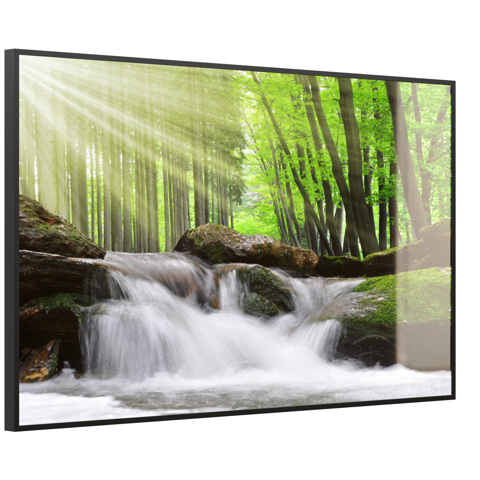 Deko Glas Wandbild Motiv 065 Wasserfall Wald