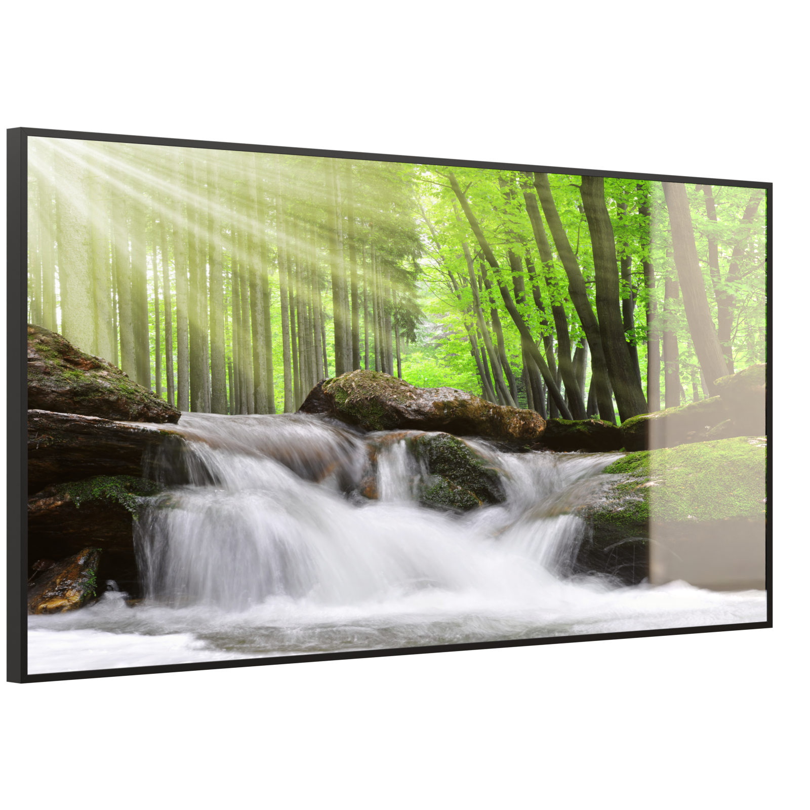 Deko Glas Wandbild Motiv 065 Wasserfall Wald