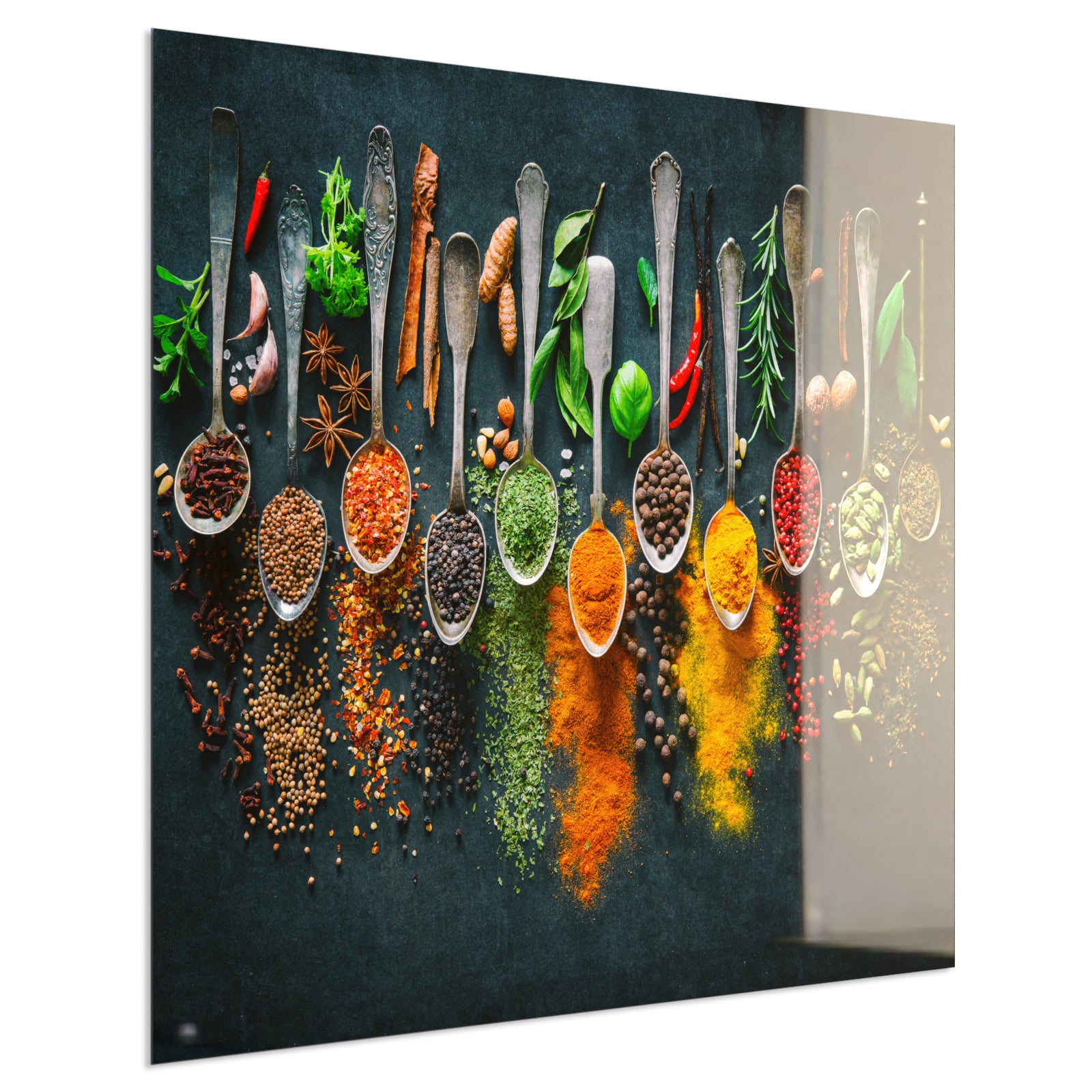 Deko Glas Wandbild Motiv 079 Kräuter und Gewürze