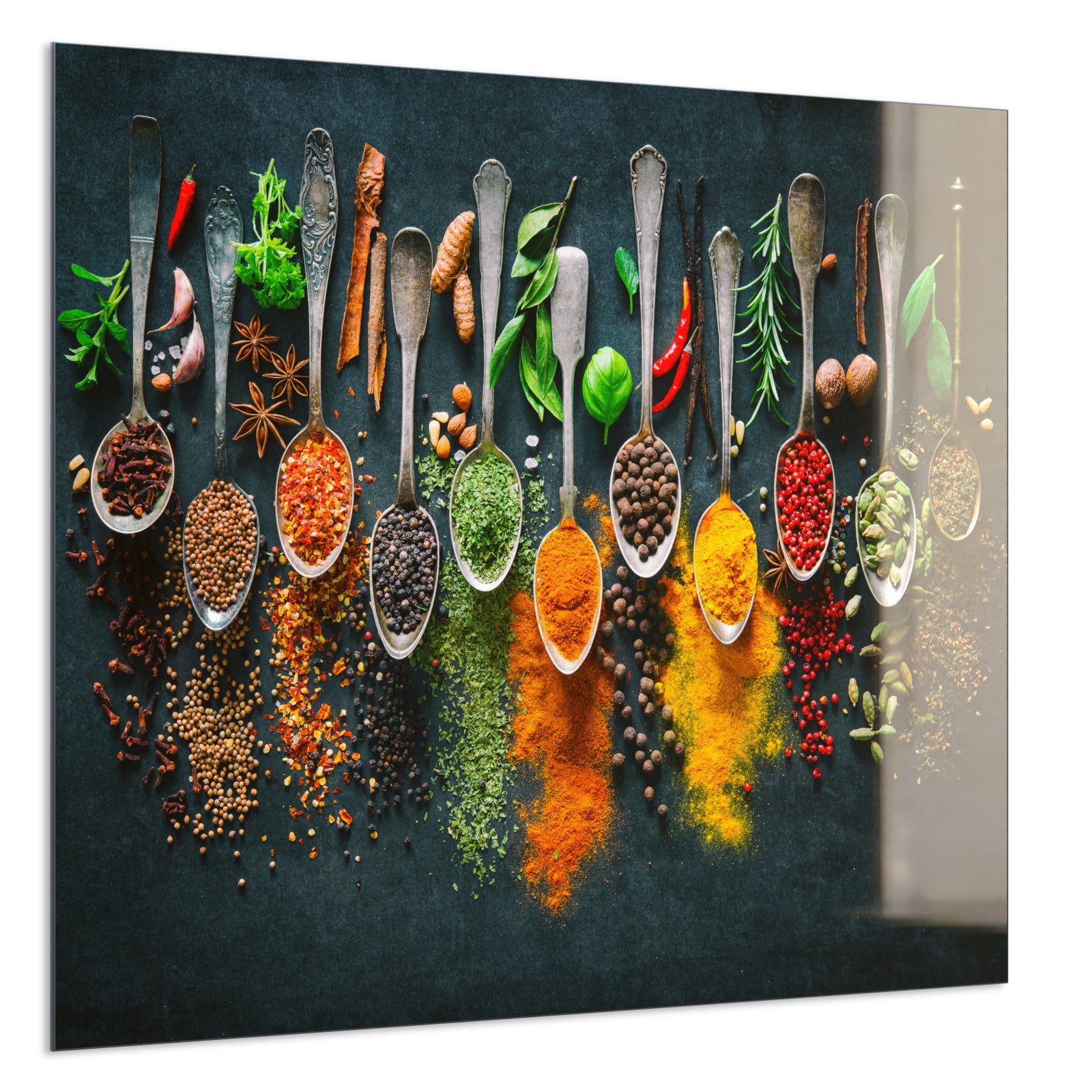 Deko Glas Wandbild Motiv 079 Kräuter und Gewürze