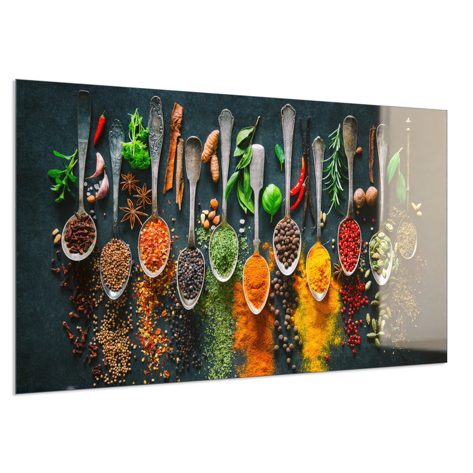 Deko Glas Wandbild Motiv 079 Kräuter und Gewürze