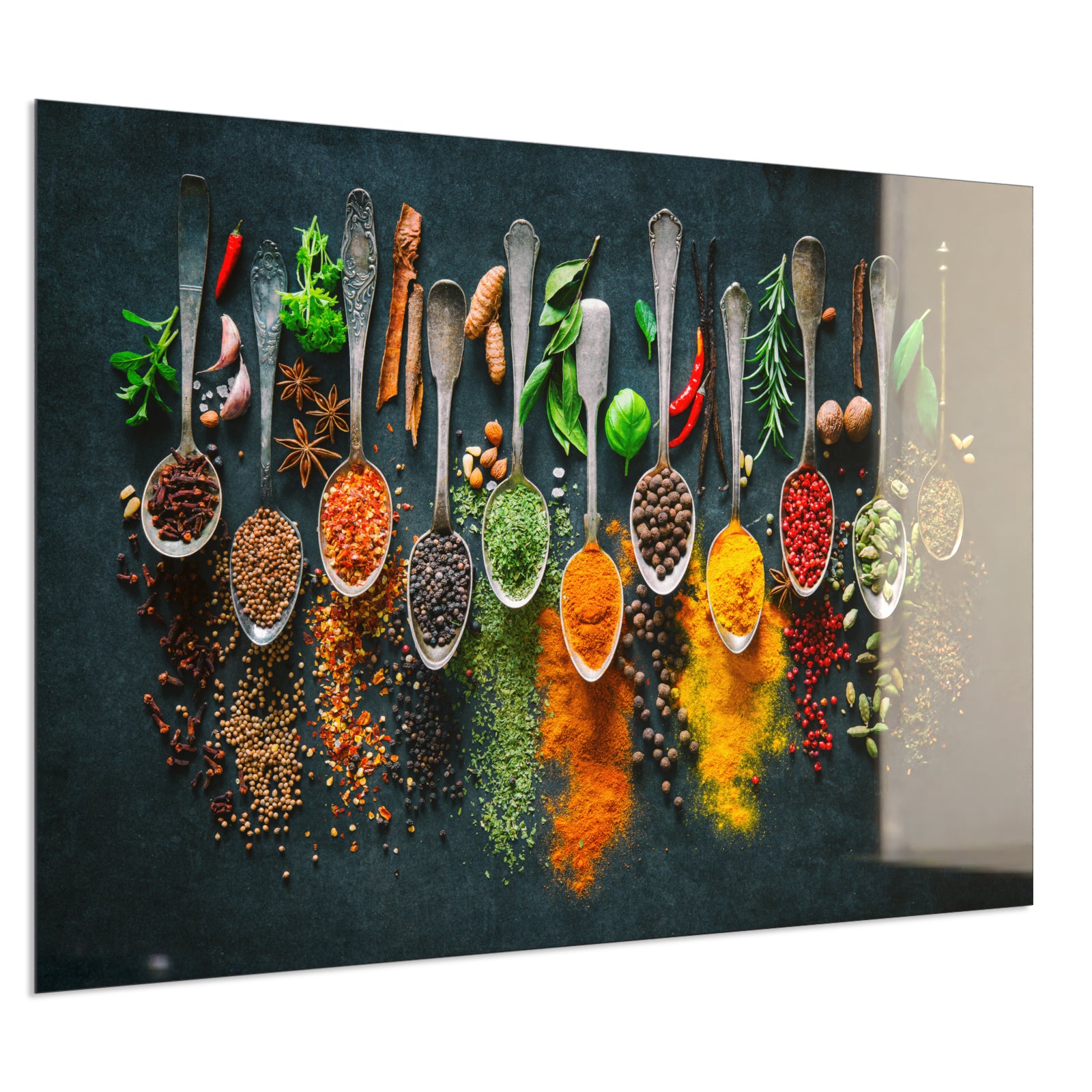 Deko Glas Wandbild Motiv 079 Kräuter und Gewürze