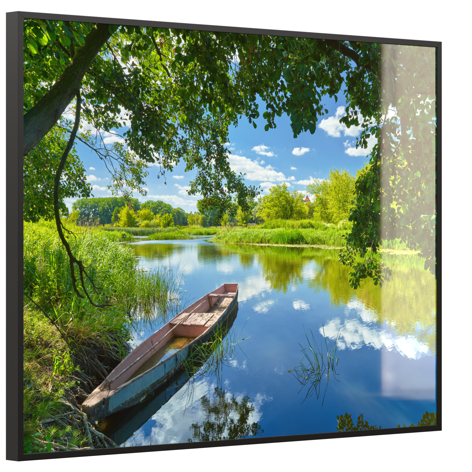 Deko Glas Wandbild Motiv 080 Boot am See