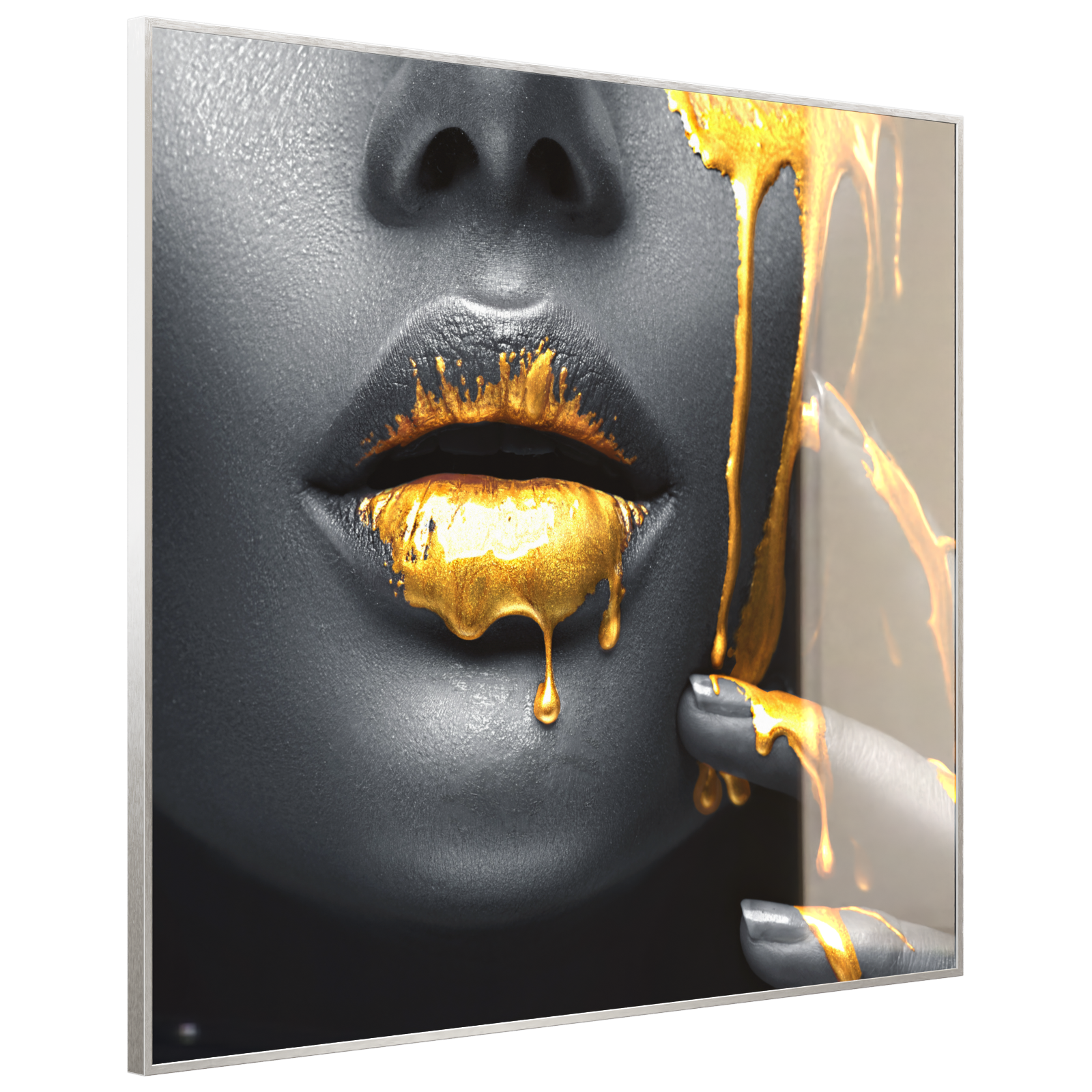 Deko Glas Wandbild Motiv 081 Goldene Lippen