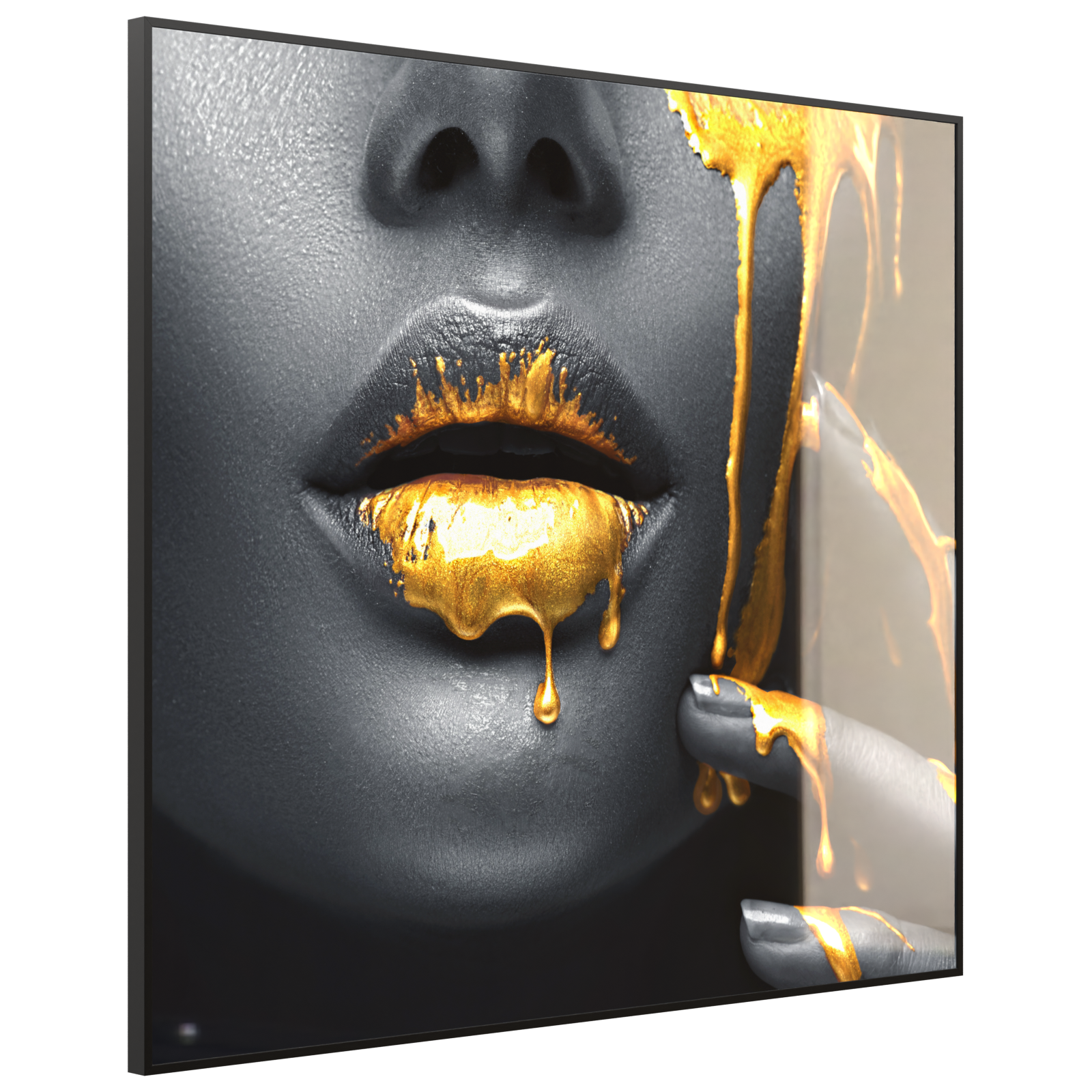 Deko Glas Wandbild Motiv 081 Goldene Lippen
