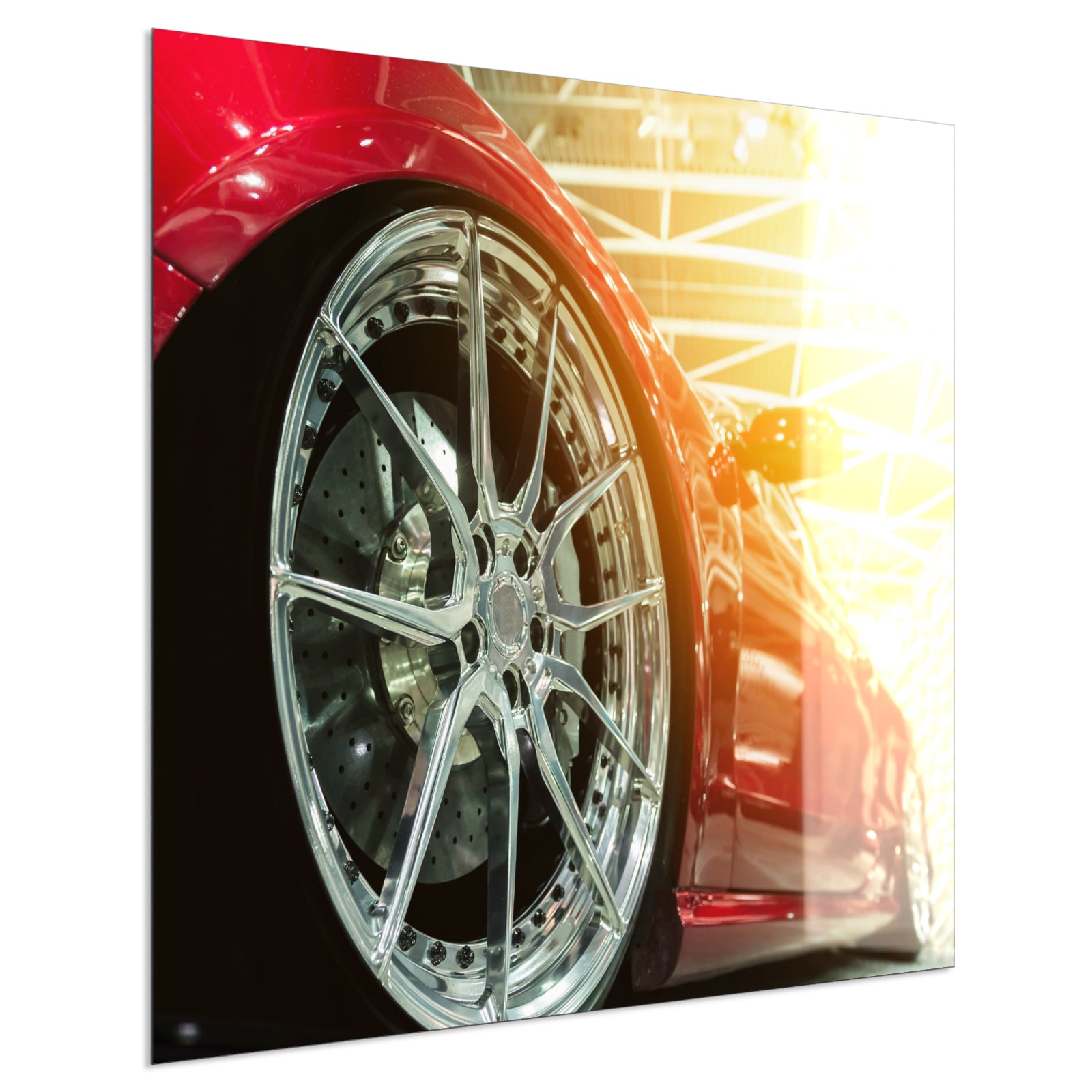 Deko Glas Wandbild Motiv 008 rotes Auto