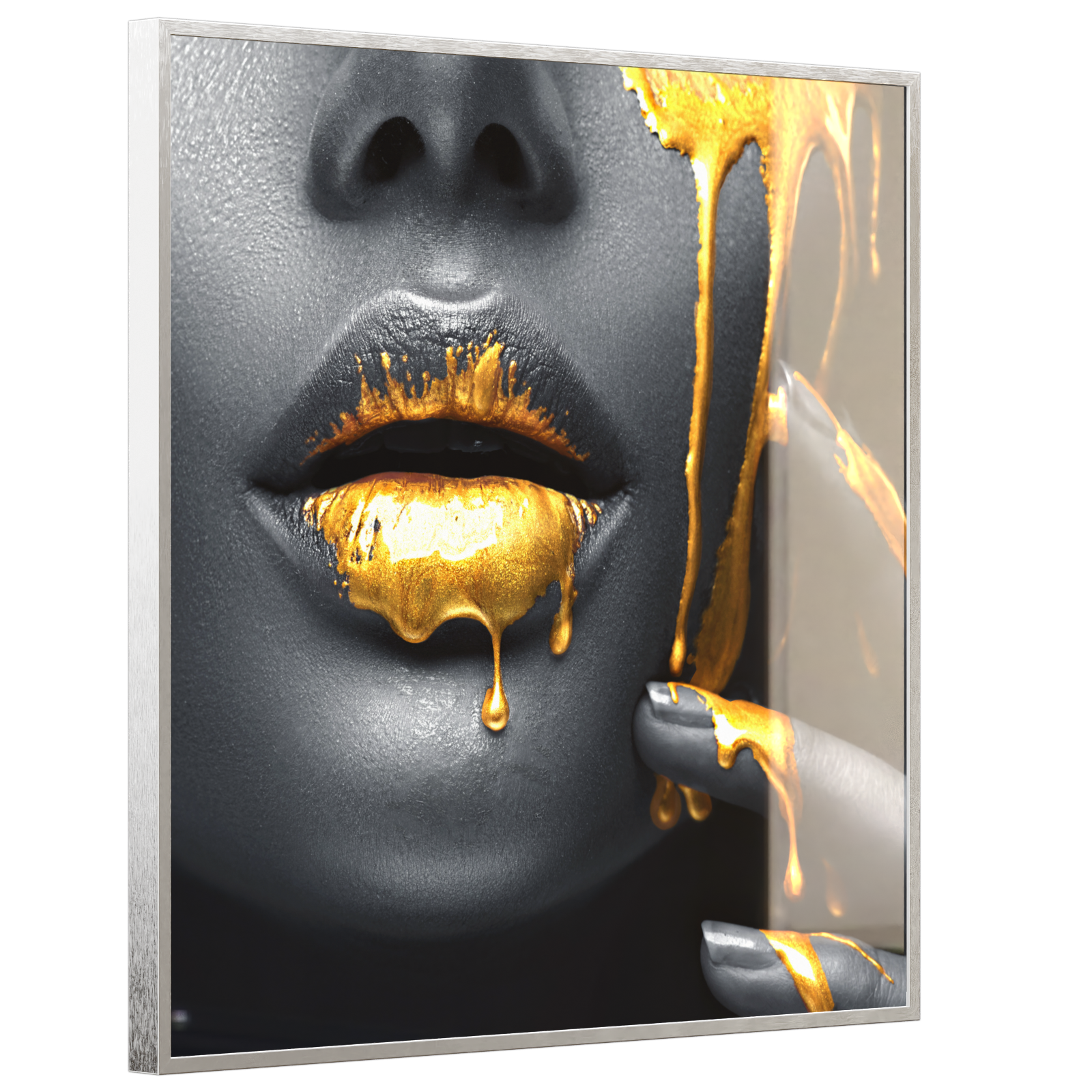 Deko Glas Wandbild Motiv 081 Goldene Lippen