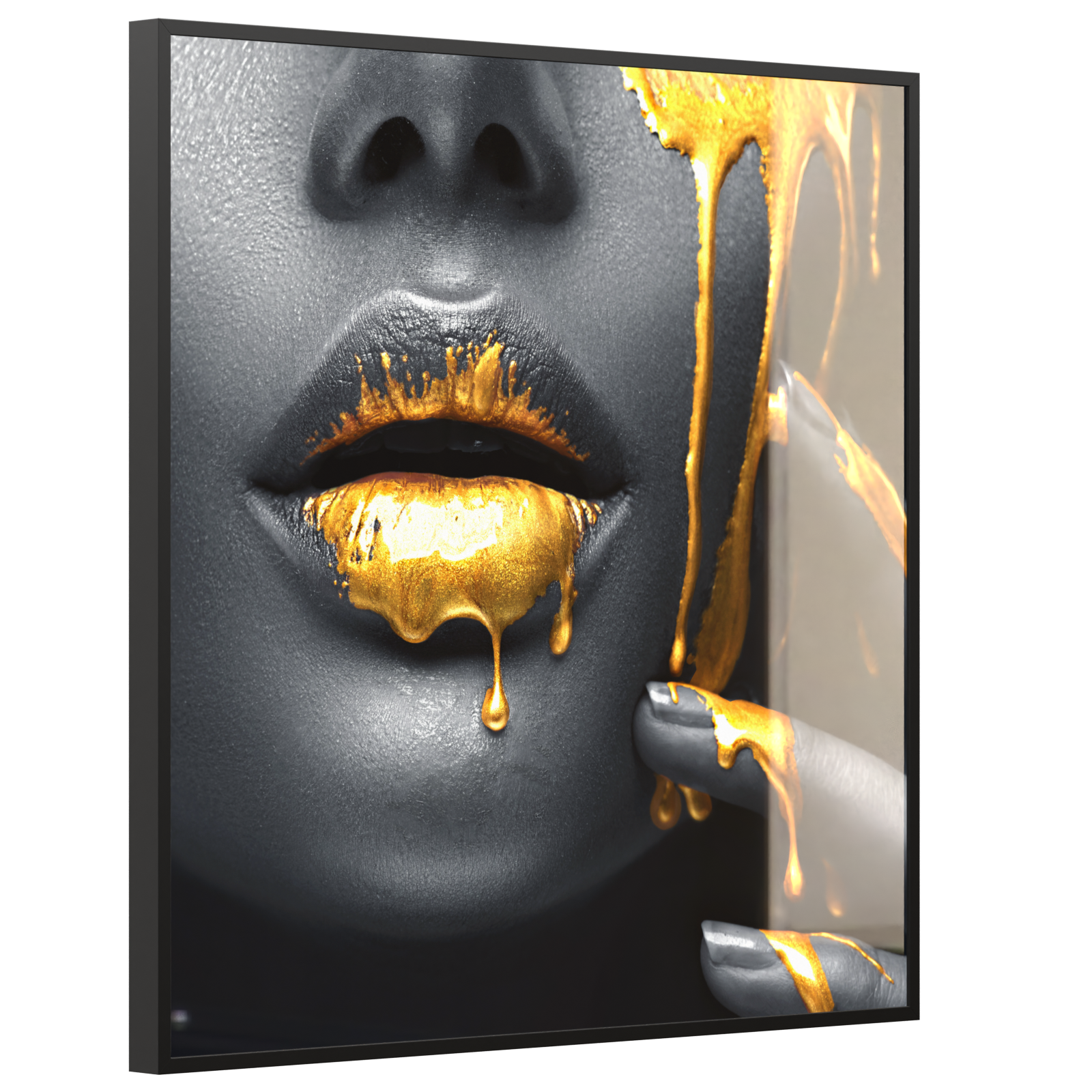 Deko Glas Wandbild Motiv 081 Goldene Lippen