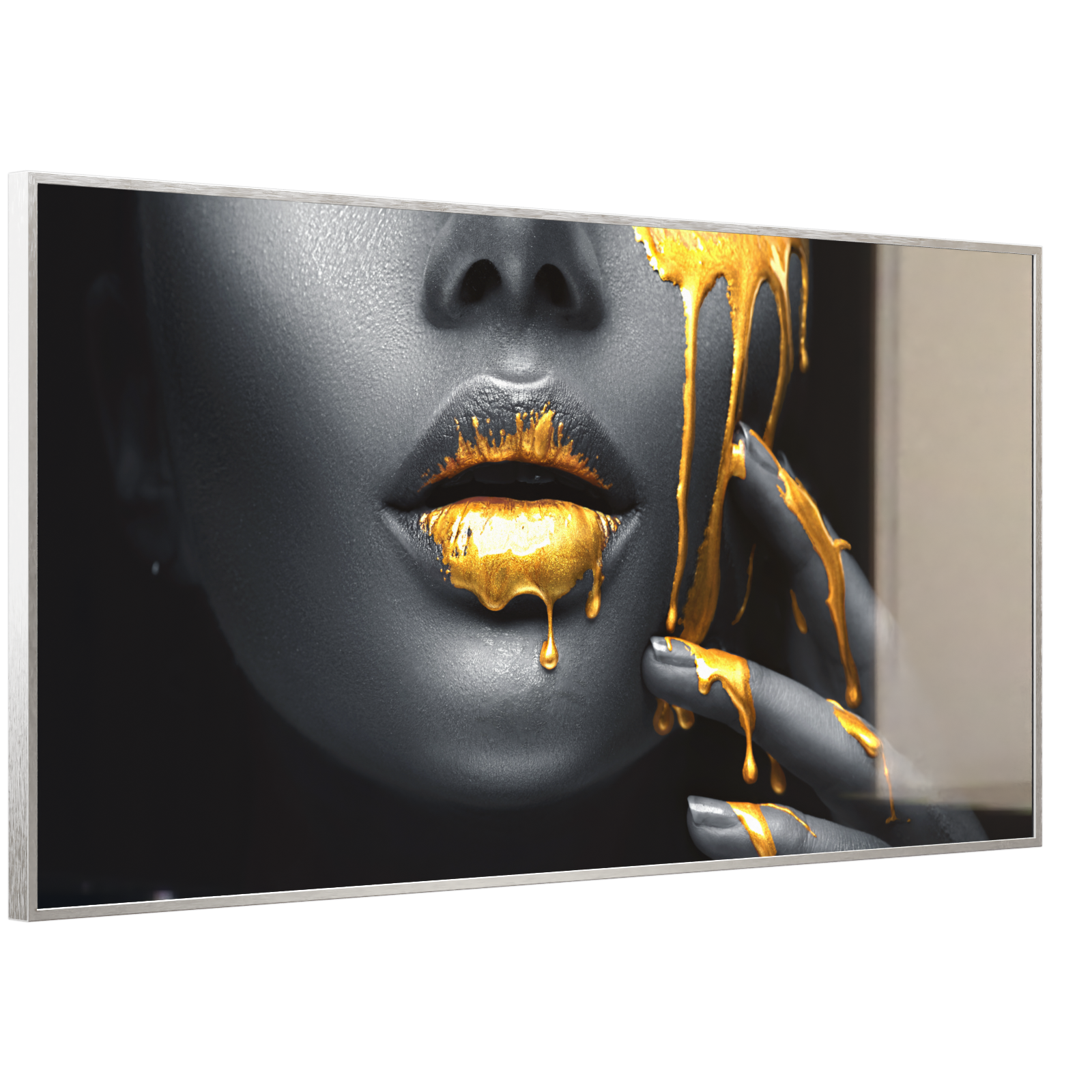 Deko Glas Wandbild Motiv 081 Goldene Lippen