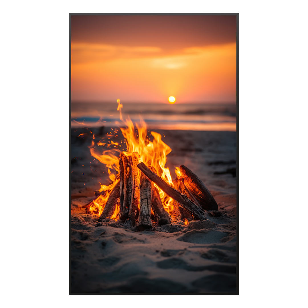 Deko Glas Wandbild Motiv 071h Feuer am Strand