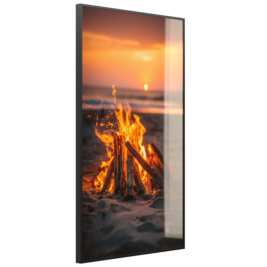 Deko Glas Wandbild Motiv 071h Feuer am Strand