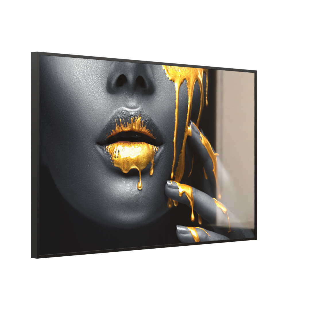 Deko Glas Wandbild Motiv 081 Goldene Lippen