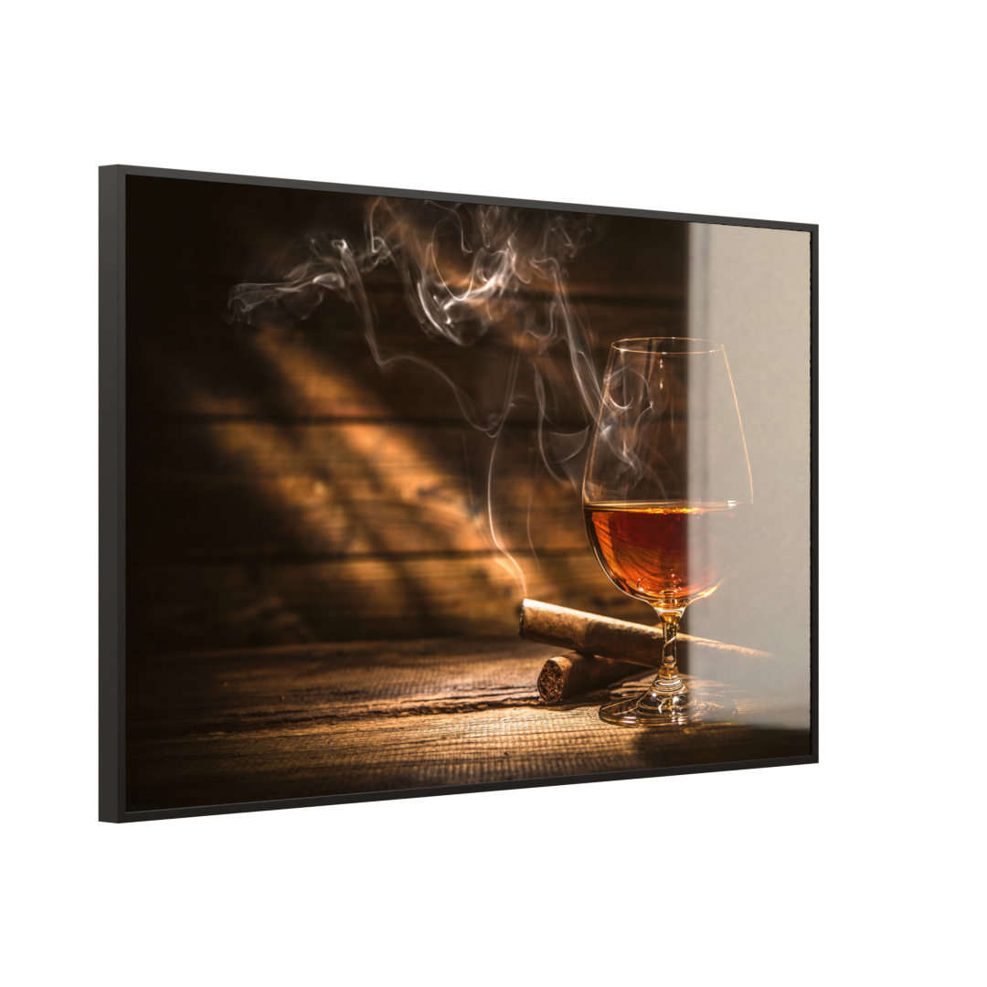 Deko Glas Wandbild Motiv 004 Whisky mit Zigarre