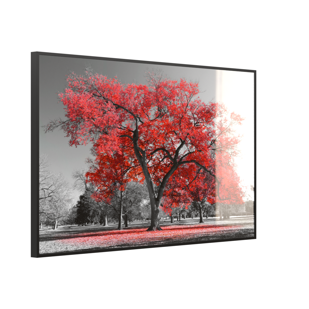 Deko Glas Wandbild Motiv 010 roter Baum