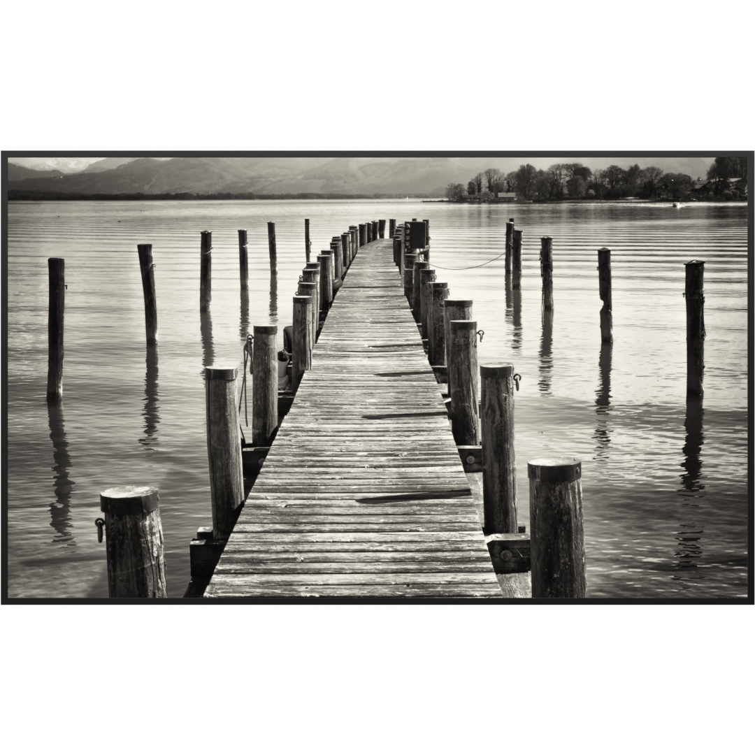 Deko Glas Wandbild Motiv 017 Steg Schwarz Weiß