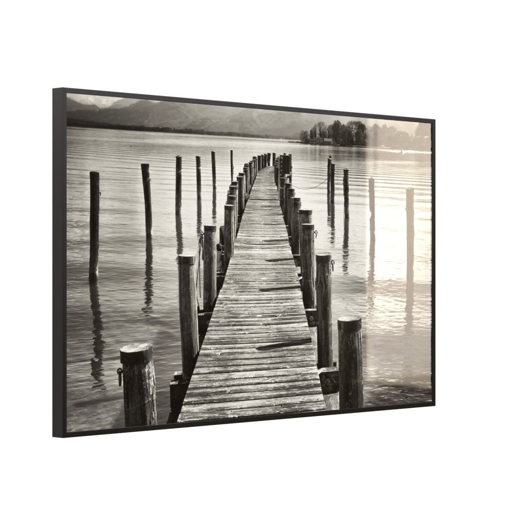 Deko Glas Wandbild Motiv 017 Steg Schwarz Weiß