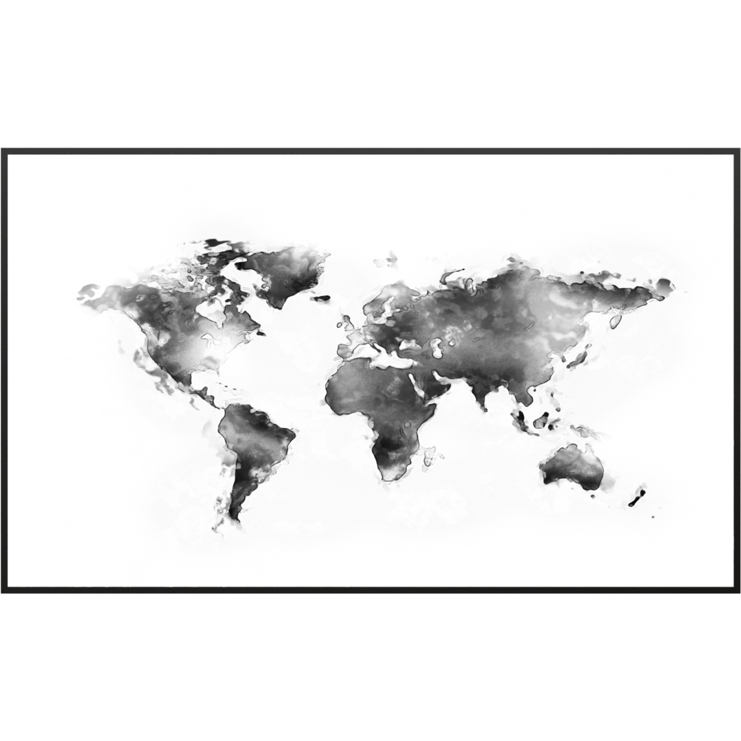 Deko Glas Wandbild Motiv 026 Weltkarte Weiß