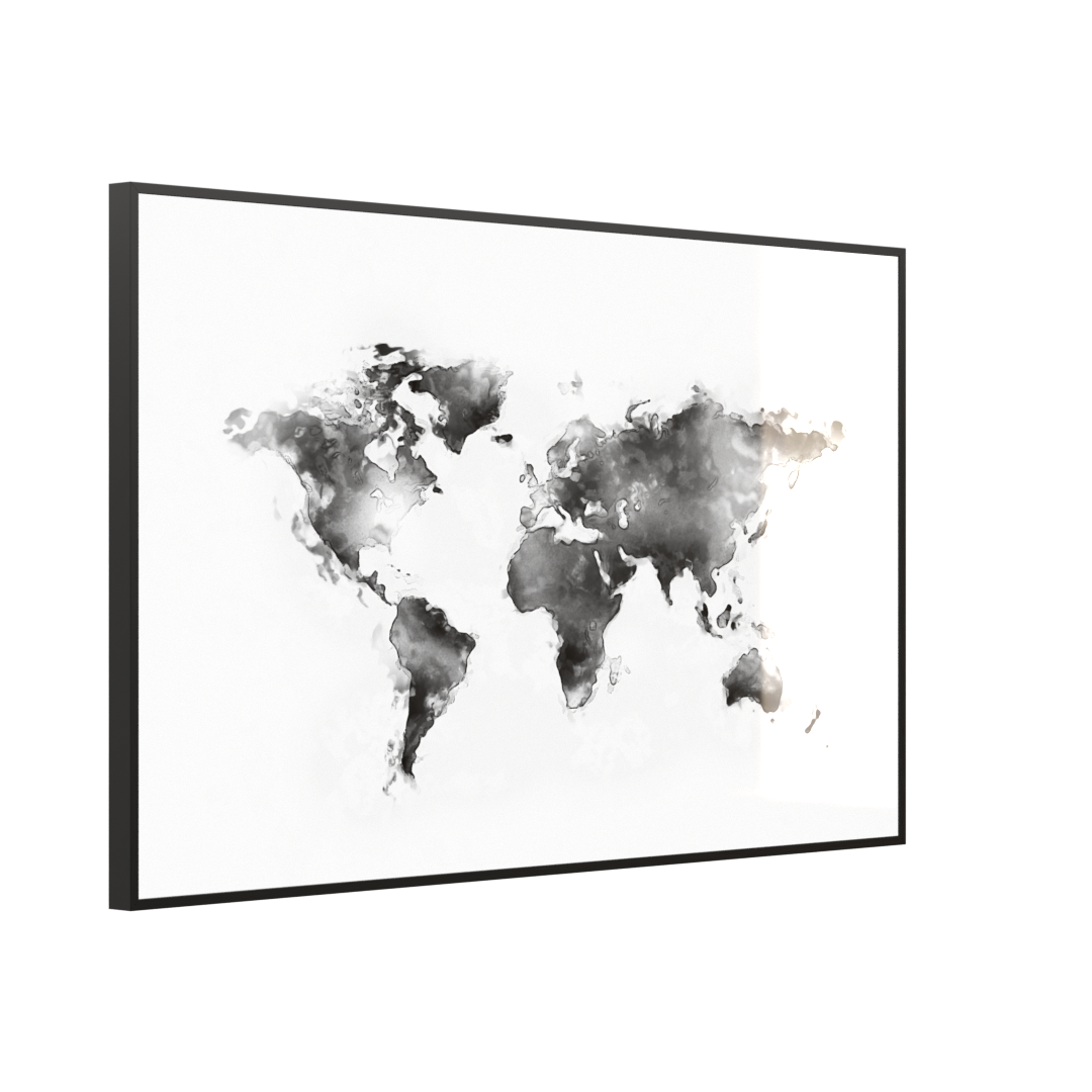 Deko Glas Wandbild Motiv 026 Weltkarte Weiß