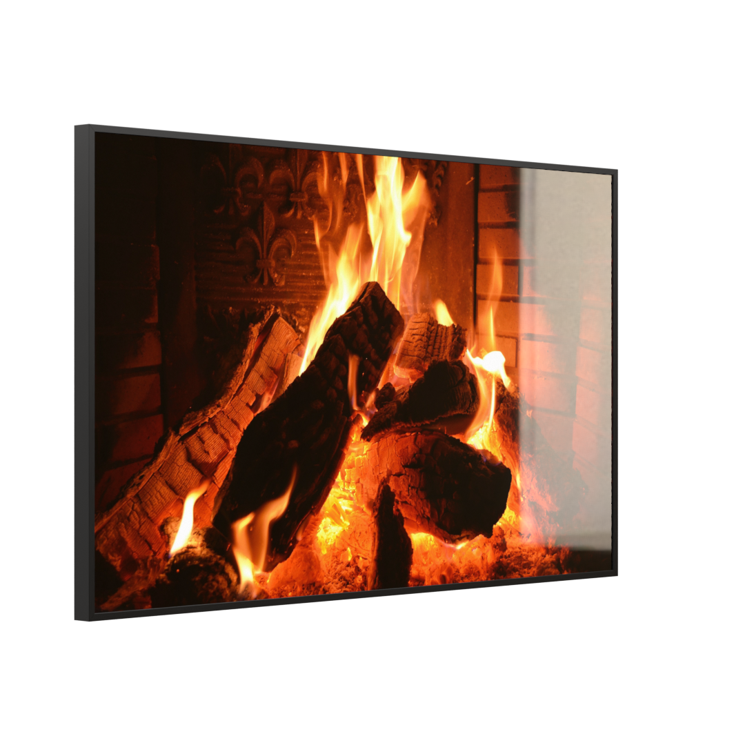 Deko Glas Wandbild Motiv 032 Kaminfeuer