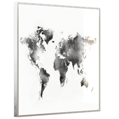 STEINFELD Deko Glas Wandbild Motiv 026 Weltkarte Weiß