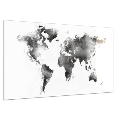 STEINFELD Deko Glas Wandbild Motiv 026 Weltkarte Weiß