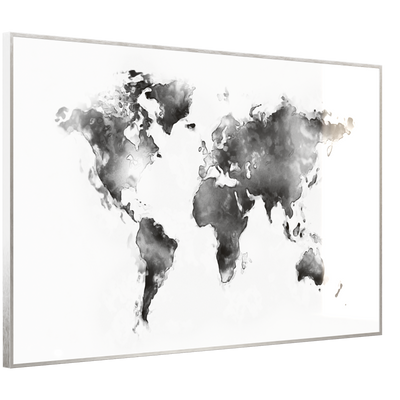 STEINFELD Deko Glas Wandbild Motiv 026 Weltkarte Weiß