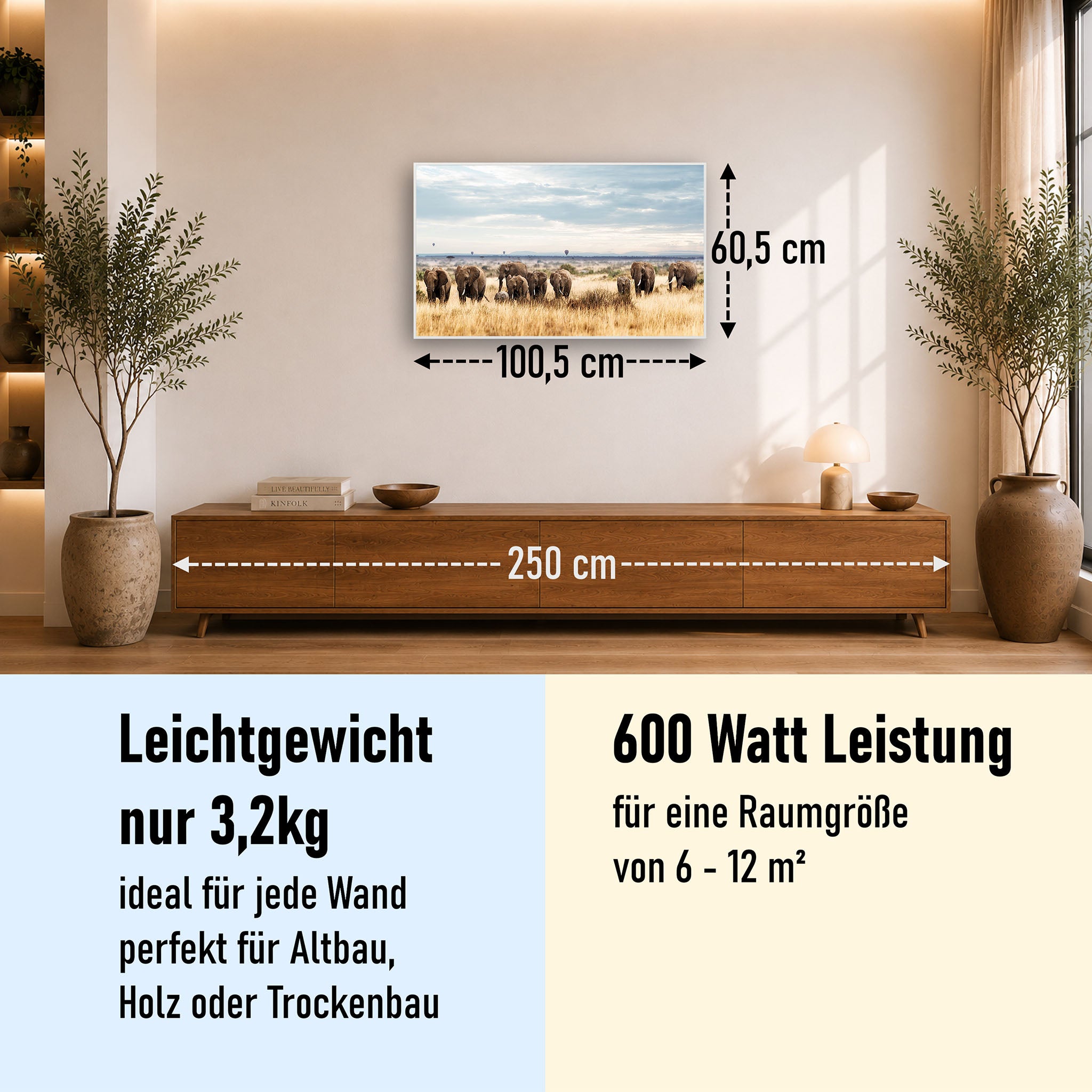 Bild Infrarotheizung 350-1200W Motiv 002 Elefanten