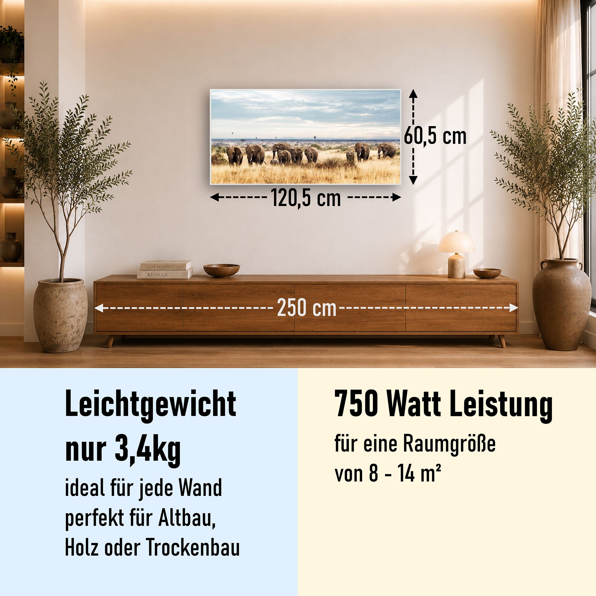 Bild Infrarotheizung 350-1200W Motiv 002 Elefanten
